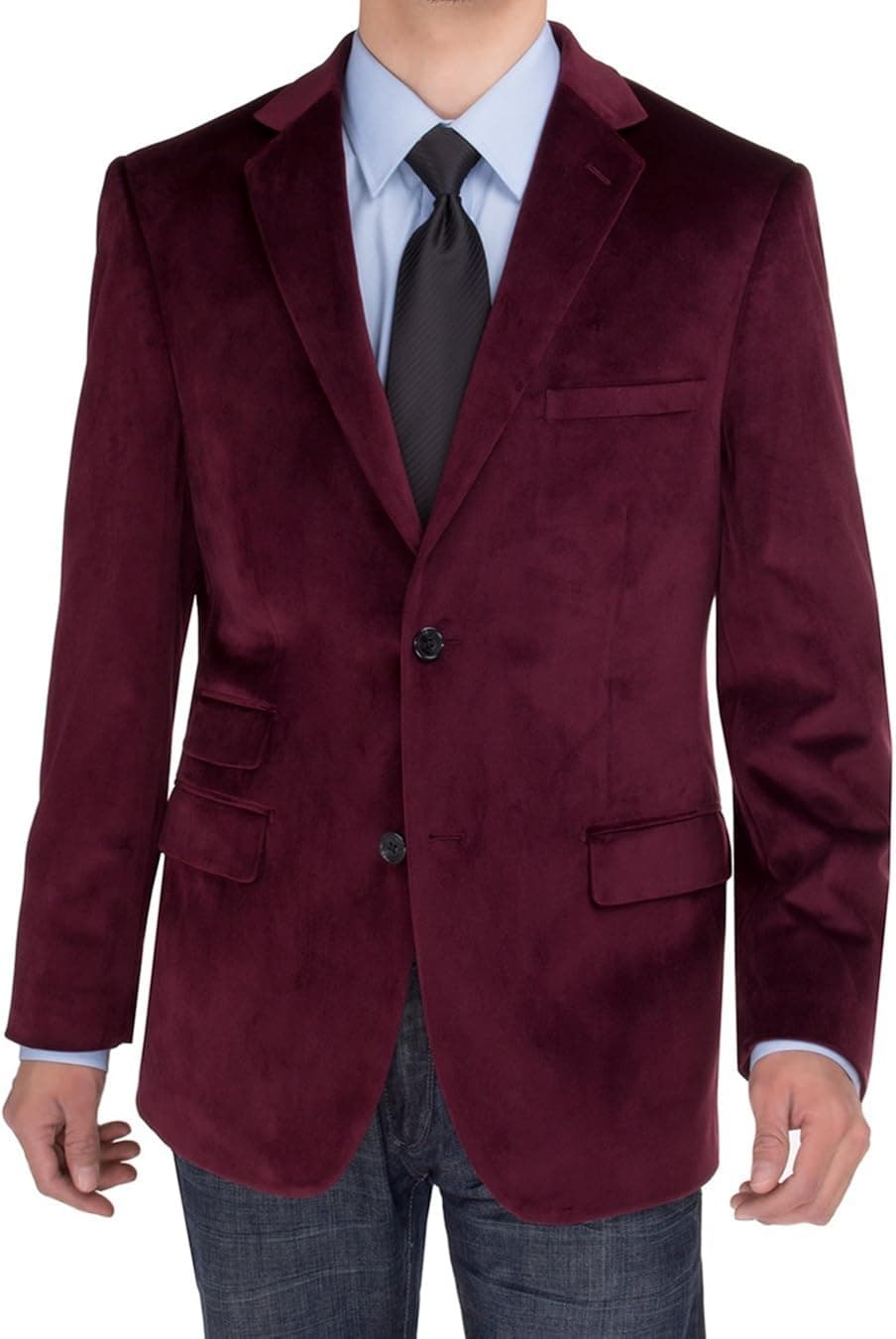 Salvatore Exte Mens Two Button Blazer Modern Fit Velvet Side-Vent Suit Jacket