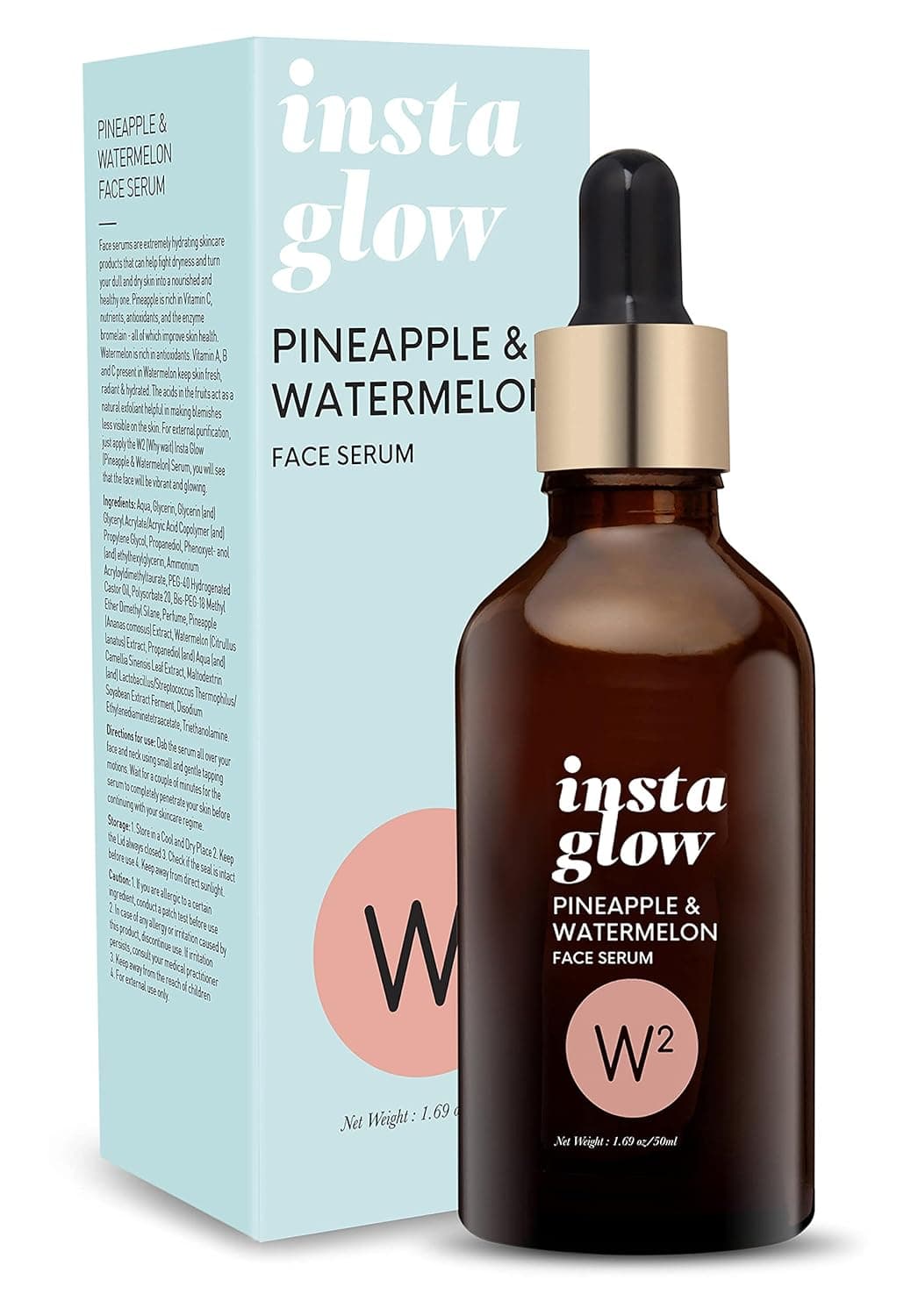 W2 Why wait Insta Glow Pineapple & Watermelon Face Serum | Paraben free Skin Treatment Formula | Revives & Hydrates The Skin | Removes Damage & Dead Skin Cells | For All Skin Type (Unisex)