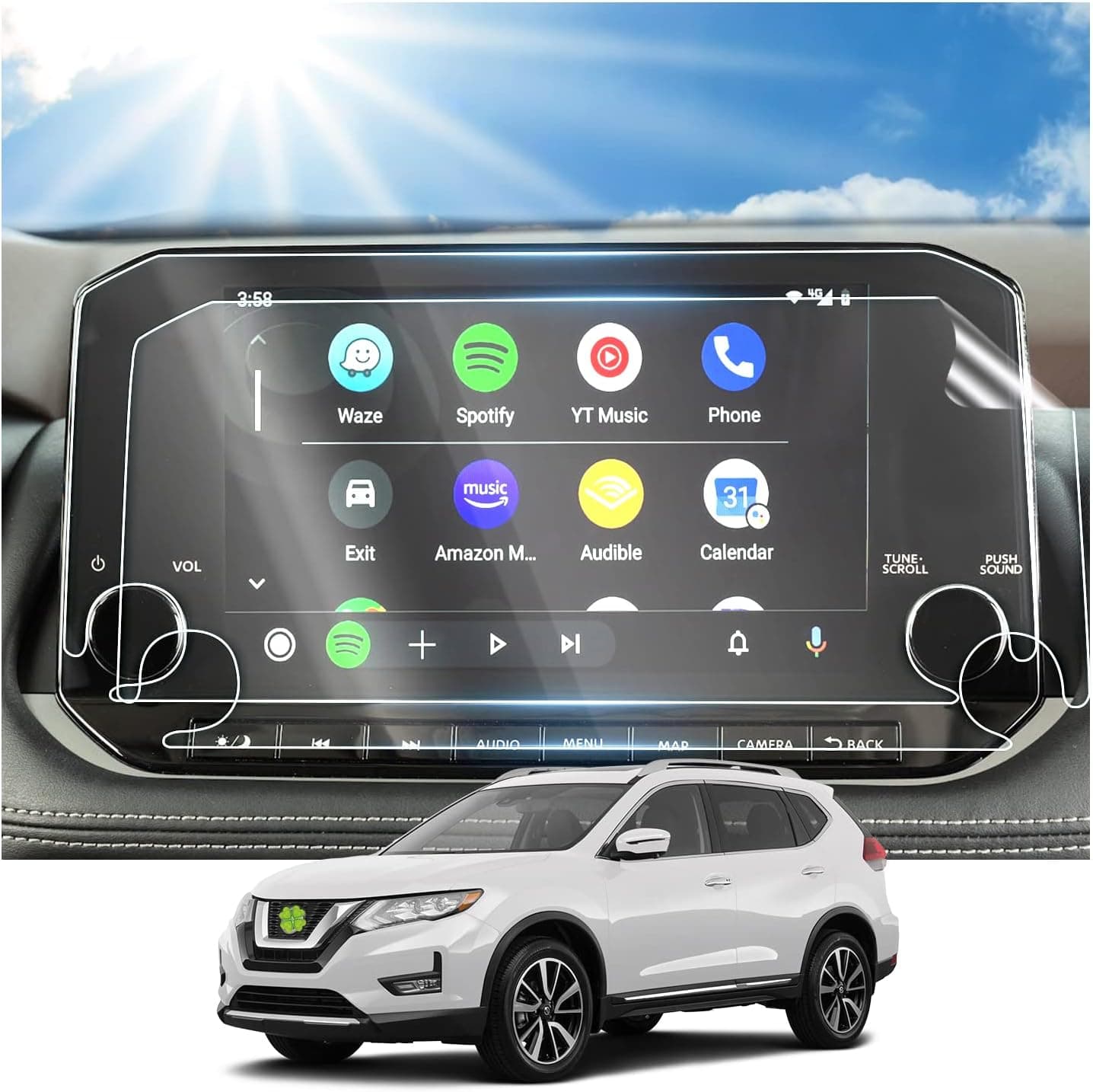 Screen Protector for 2022 2023 Mitsubishi Outlander 9Inch GPS Infotainment Touchscreen 2022 Outlander Accessories 2PCS PET Plastic Films Compatible with 2022 2023 Mitsubishi Outlander SE/SEL/SE TECH/SEL