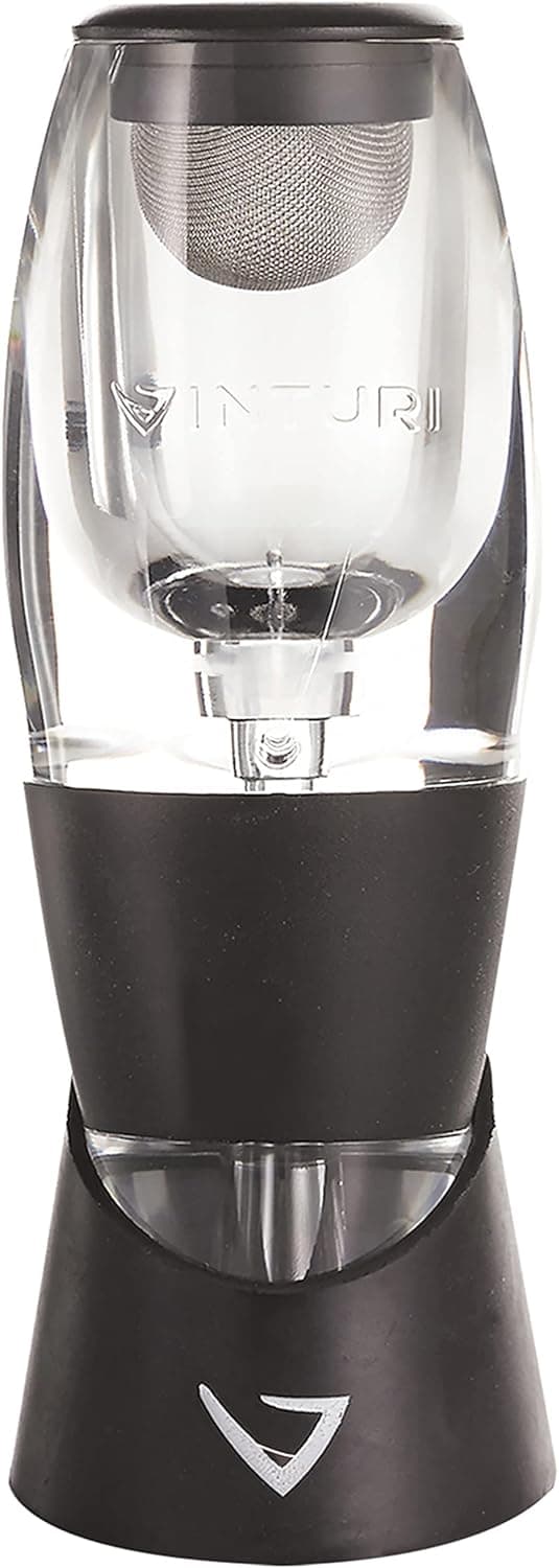 Vinturi Red Wine Aerator Includes Base Enhanced Flavors with Smoother Finish, Black