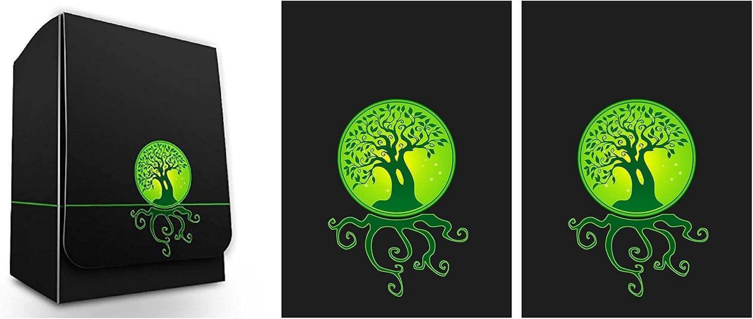 Max-Pro 1 ICONIC ELEMENTAL Leaf Symbol GREEN Forest Deck Box + 100 DOUBLE MATTE Sleeves (fits MTG Mana FORCE OF WILL Cards)
