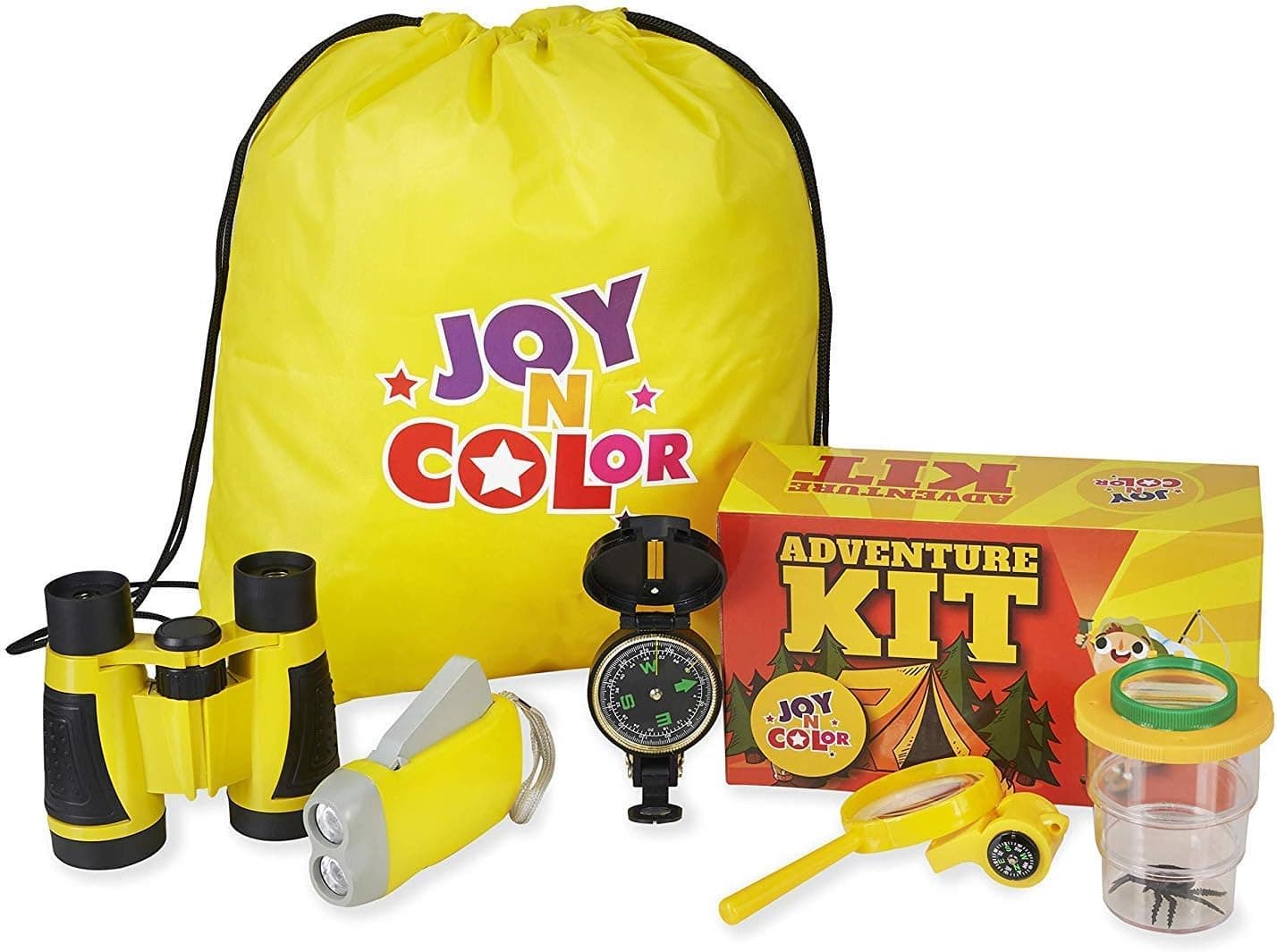 Meland Kid Explorer Kit - 9 Pieces Kids Adventure Kit - Binoculars, Flashlight, Compass, Magnifying Glass, Insect Clamp and More - Outdoor Exploration Kit Gift Set for Boys Girls Hiking Camping