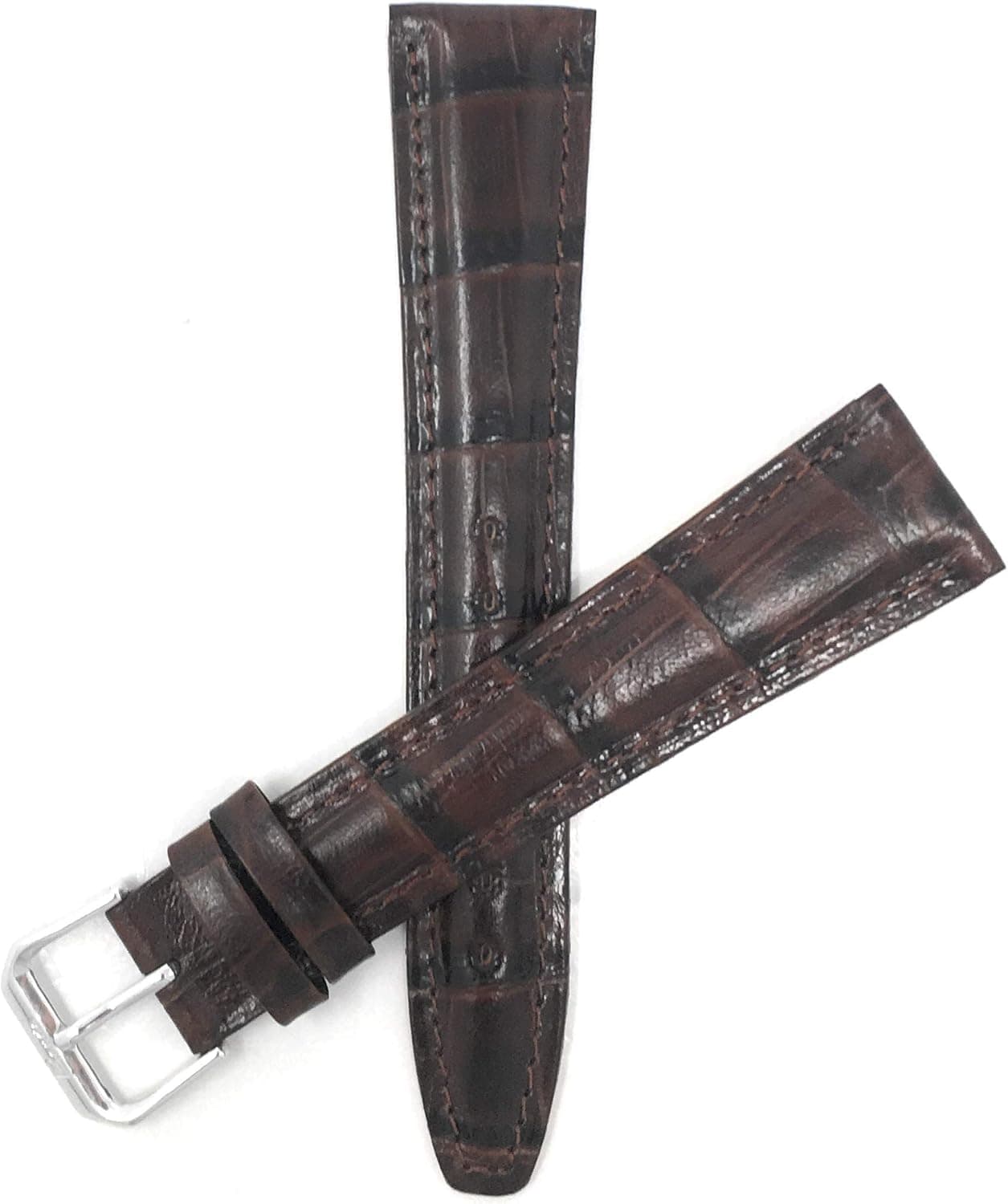 Bandini Extra Long (XL) Italian Leather Watch Band Strap - Padded - Alligator Pattern - 6 Colors - 12mm, 14mm, 16mm, 18mm, 20mm
