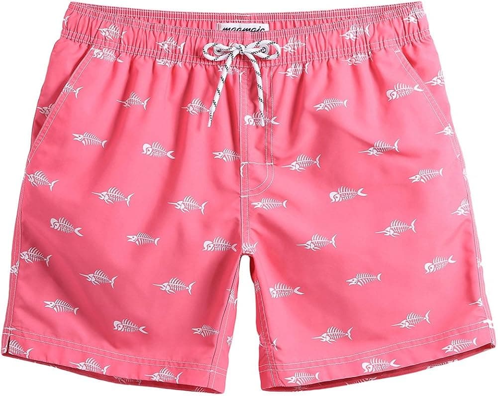 maamgic 7" Swim Shorts Mens Quick Dry Swim Trunks with Mesh Lining Teen Funny Print Swimwear Swimsuit
