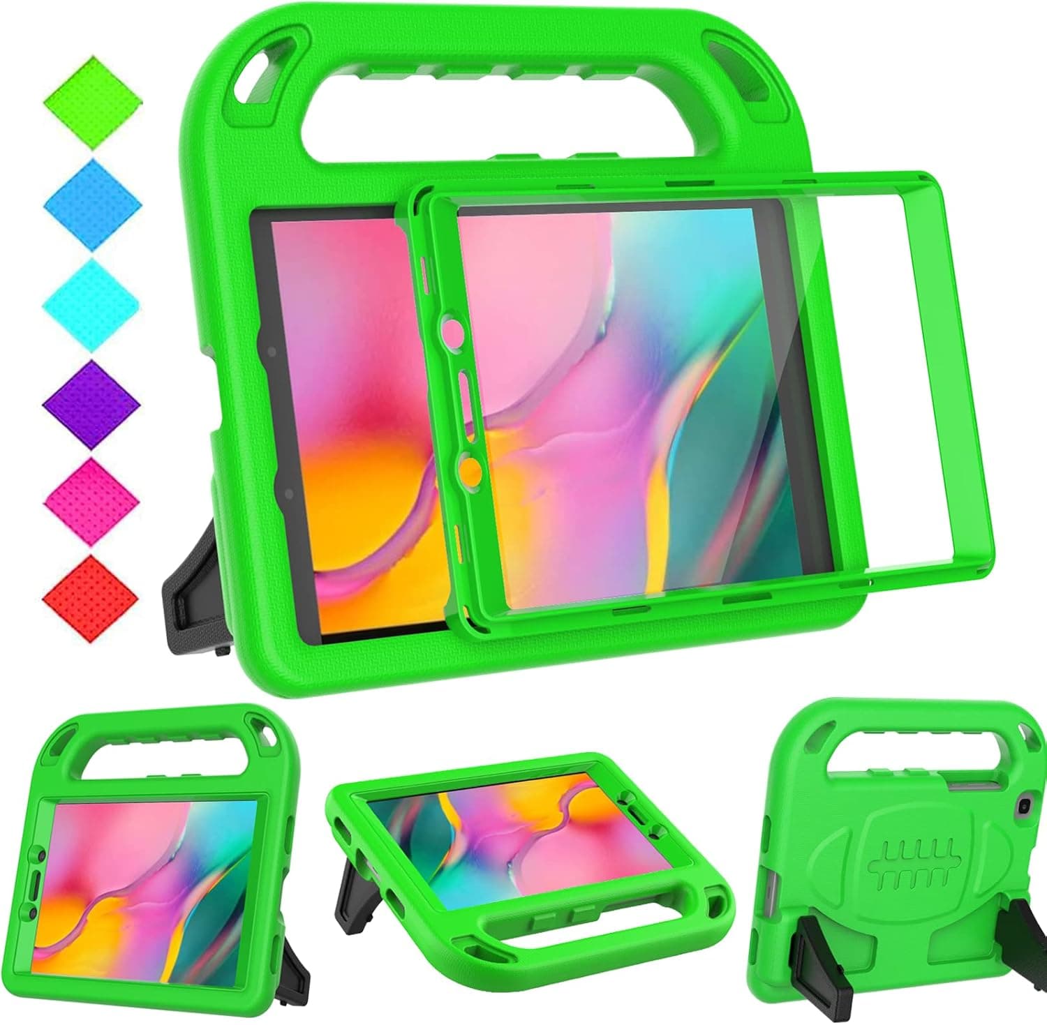 BMOUO for Samsung Galaxy Tab A 8.0 Case 2019 SM-T290/T295, Tab A 8.0 2019 Case with Screen Protector, Shockproof Light Weight Handle Stand Galaxy Tab A 8.0 inch 2019 Kids Case Without S Pen - Green