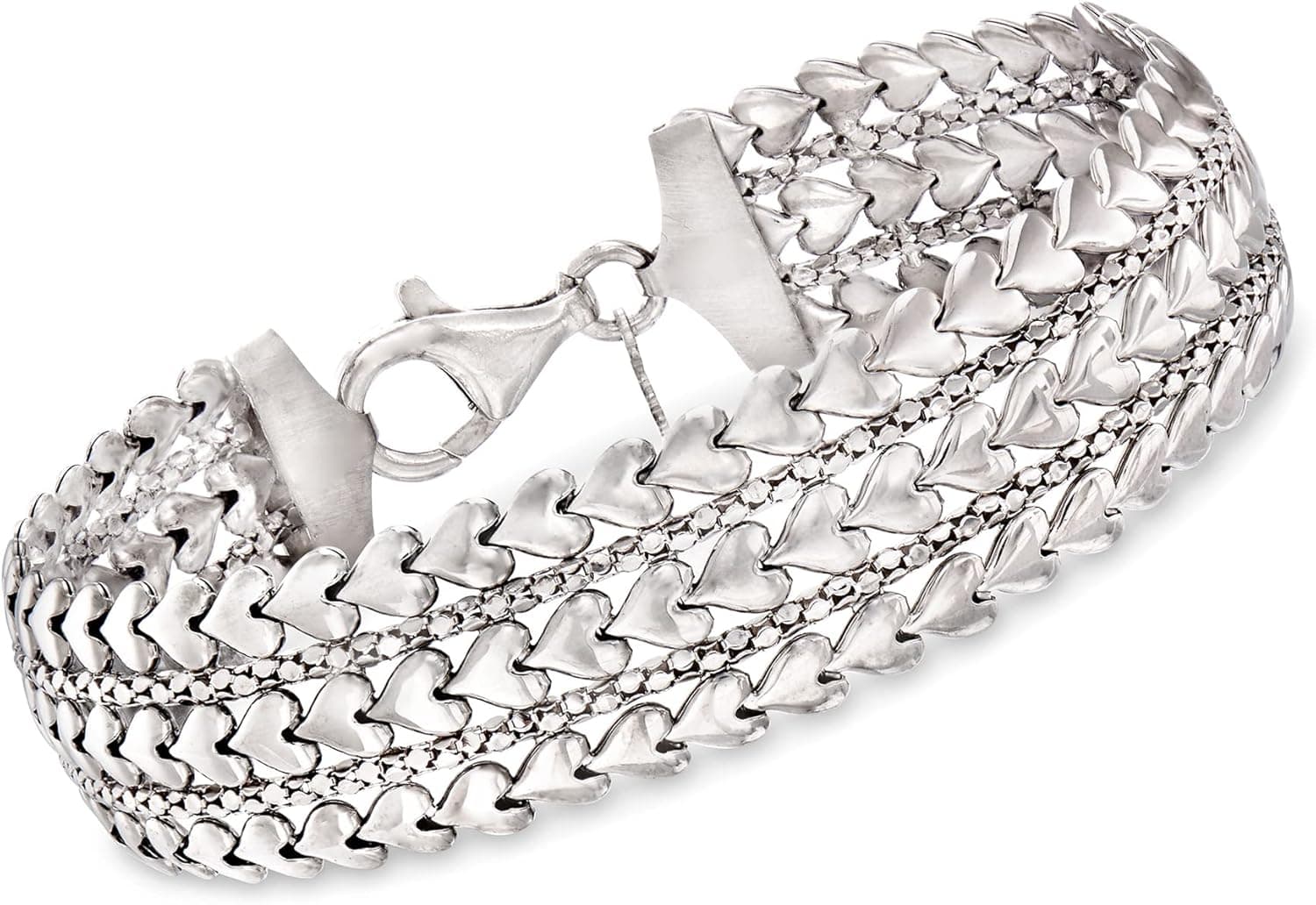 Ross-Simons Italian Sterling Silver Multi-Row Heart Bracelet