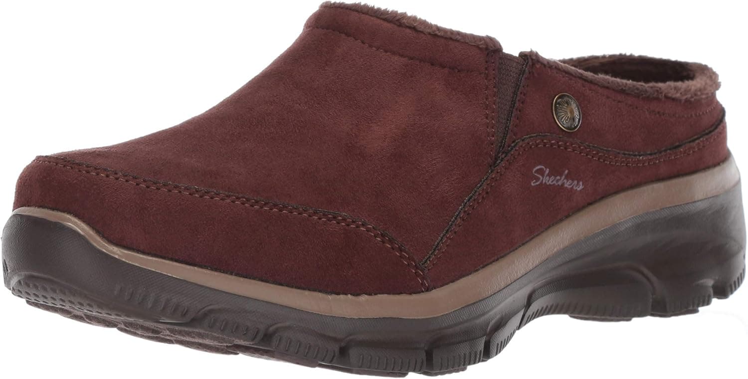 Skechers Women's Easy Going-Latte-Twin Gore Slip-on Open Back Mule