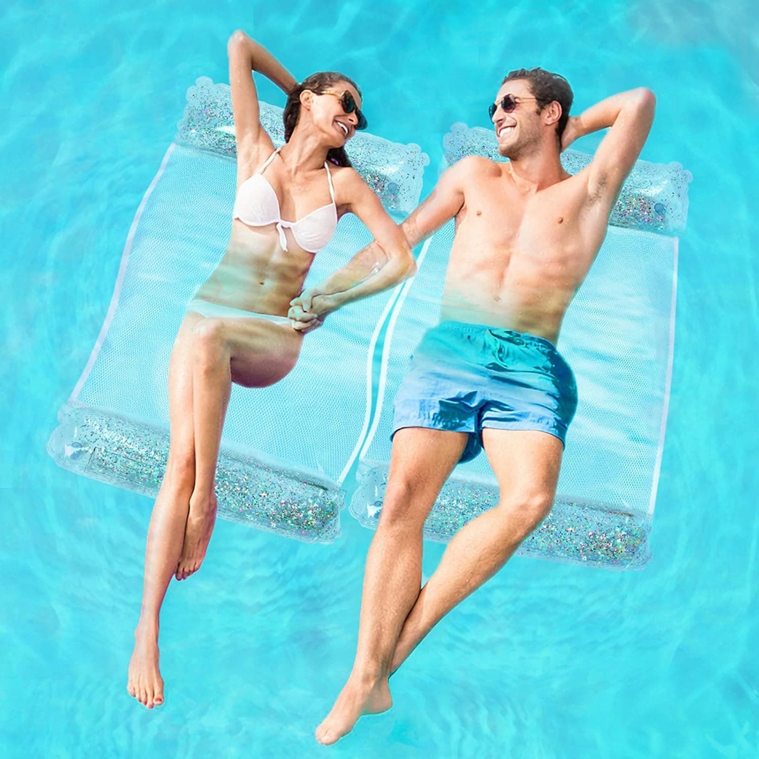 HeySplash Swim Pool Float Hammock, Inflatable Pool Floats Raft for Adults (Saddle, Lounge Chair, Bed, Drifter) Pool Lounger Chair Pool Toys for Beach Pool and Water Sports