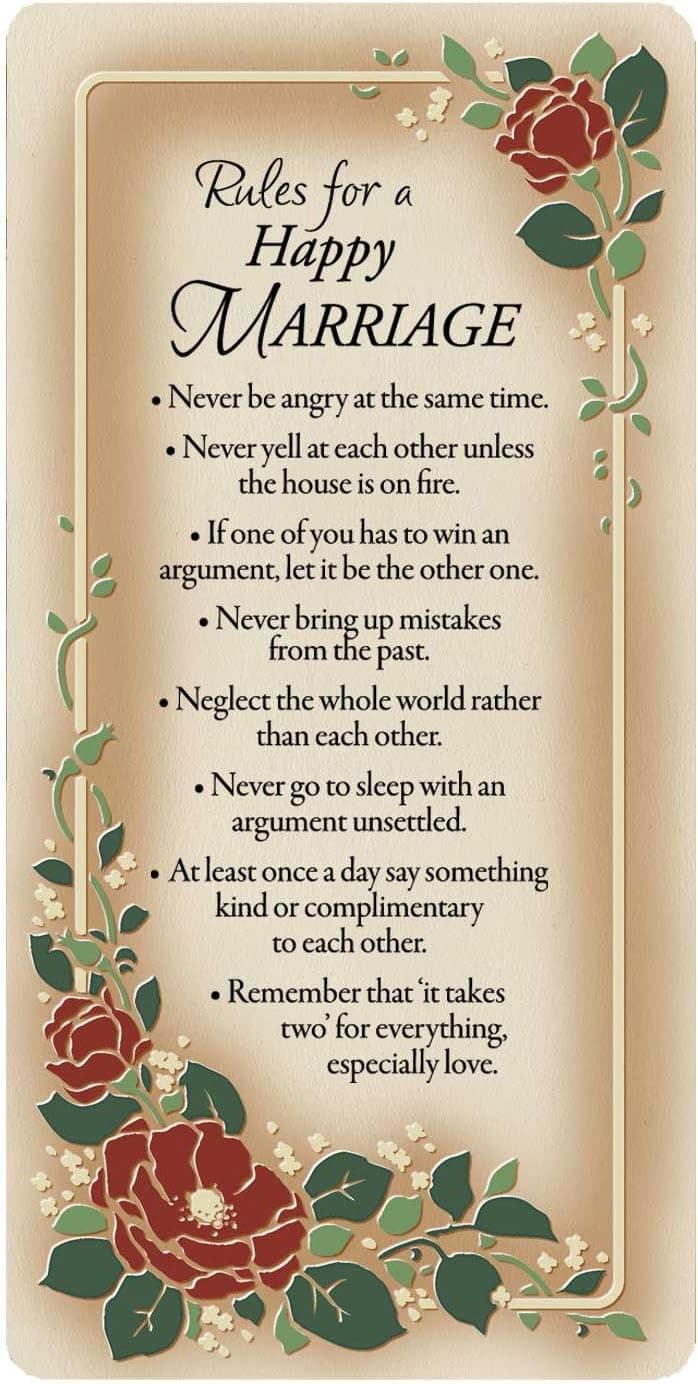 Rules For A Happy Marriage Embossed Wood Plaque with Easel