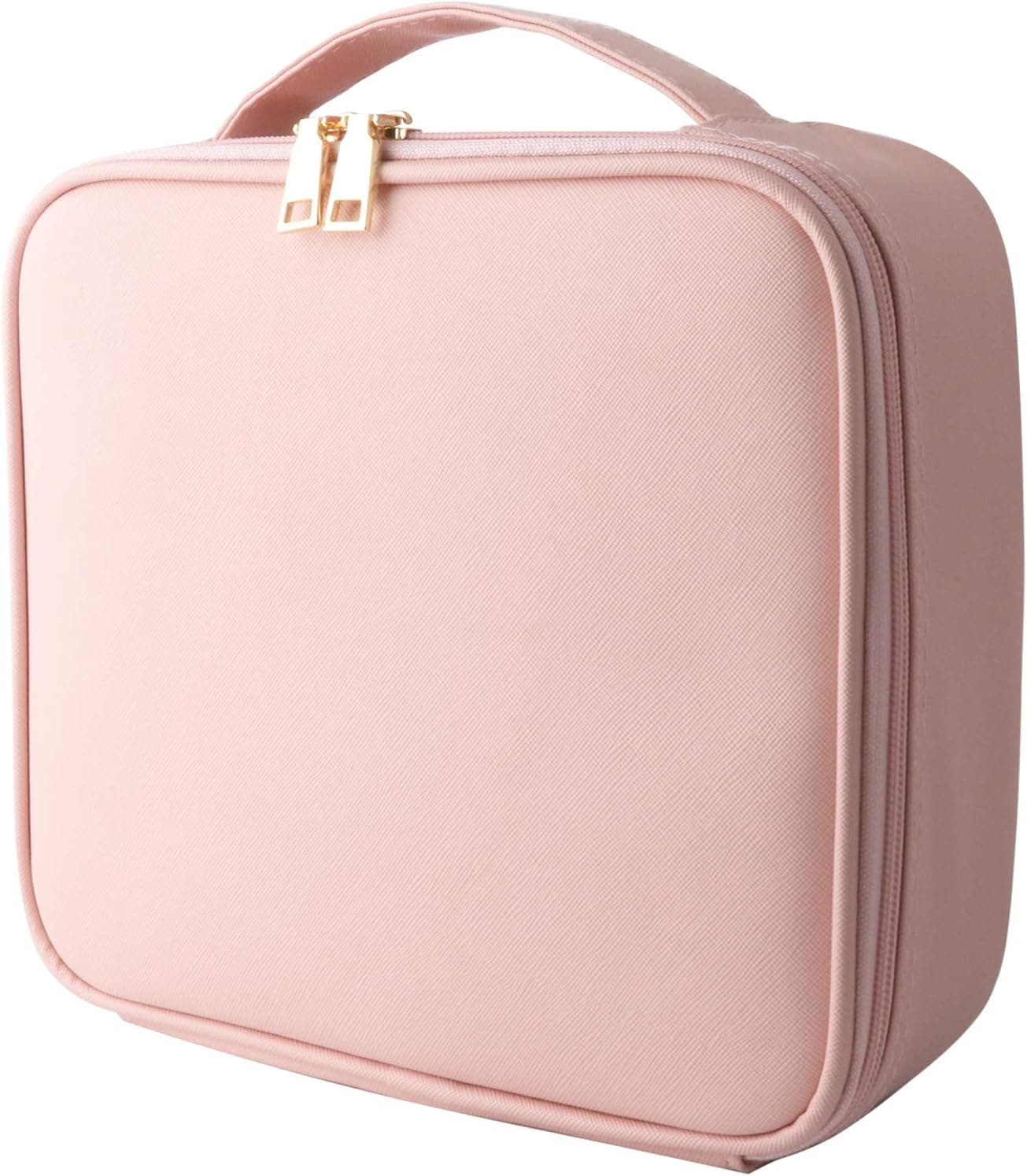 Pink Makeup Travel Case with Adjustable Dividers Large Makeup Organizer Train Case for Women Portable Cosmetic Storage Bag ,Tools Case