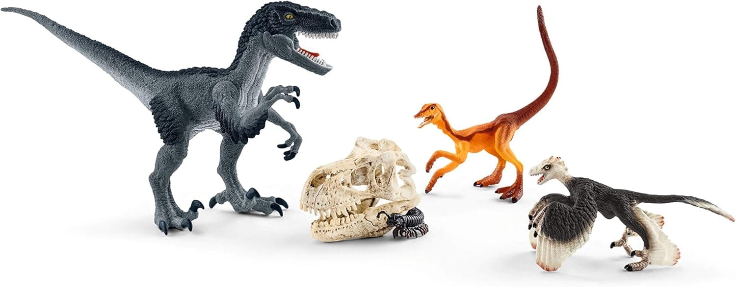Schleich Three Raptors on the Hunt 5-piece Dinosaur Toy Set for Kids Ages 4-12