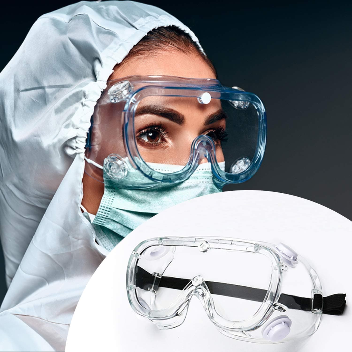 PAERDE Safety Goggles,Anti Fog Safety Glasses,Eye Protection-Medical Goggles Over Eyeglasses-Clear Protective Eyewear Unisex