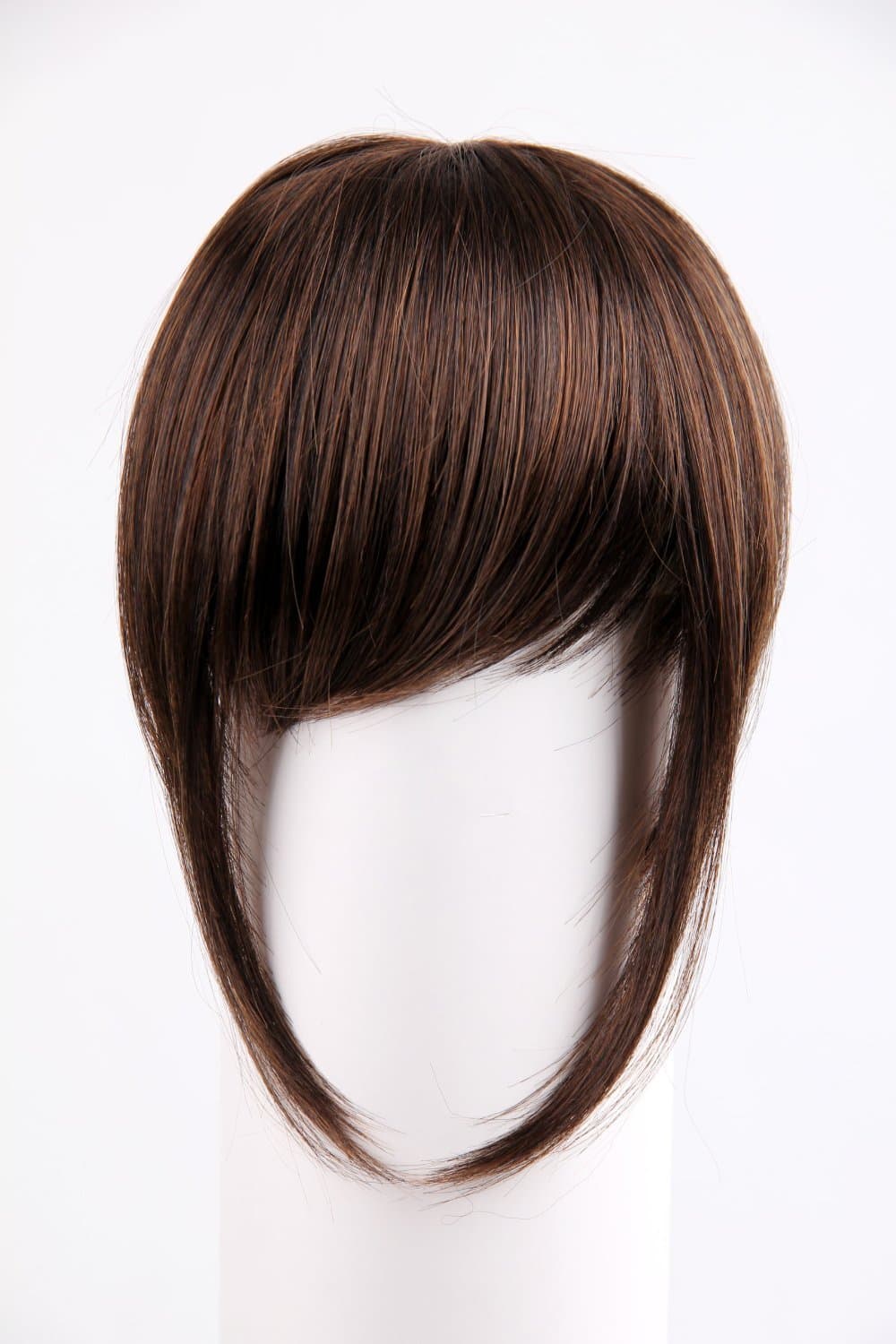 MAYSU New Clip in on Light Brown Side Swept Bangs Hair Extensions Hairpiece Long Fringes,hairpiece Skin Top Design,Light Brown (One Size, Brown)