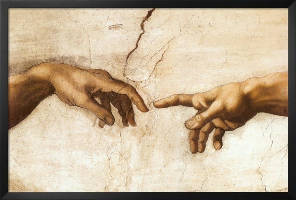 Michelangelo Creation of Adam Art Print Poster Framed Poster 38 x 26in