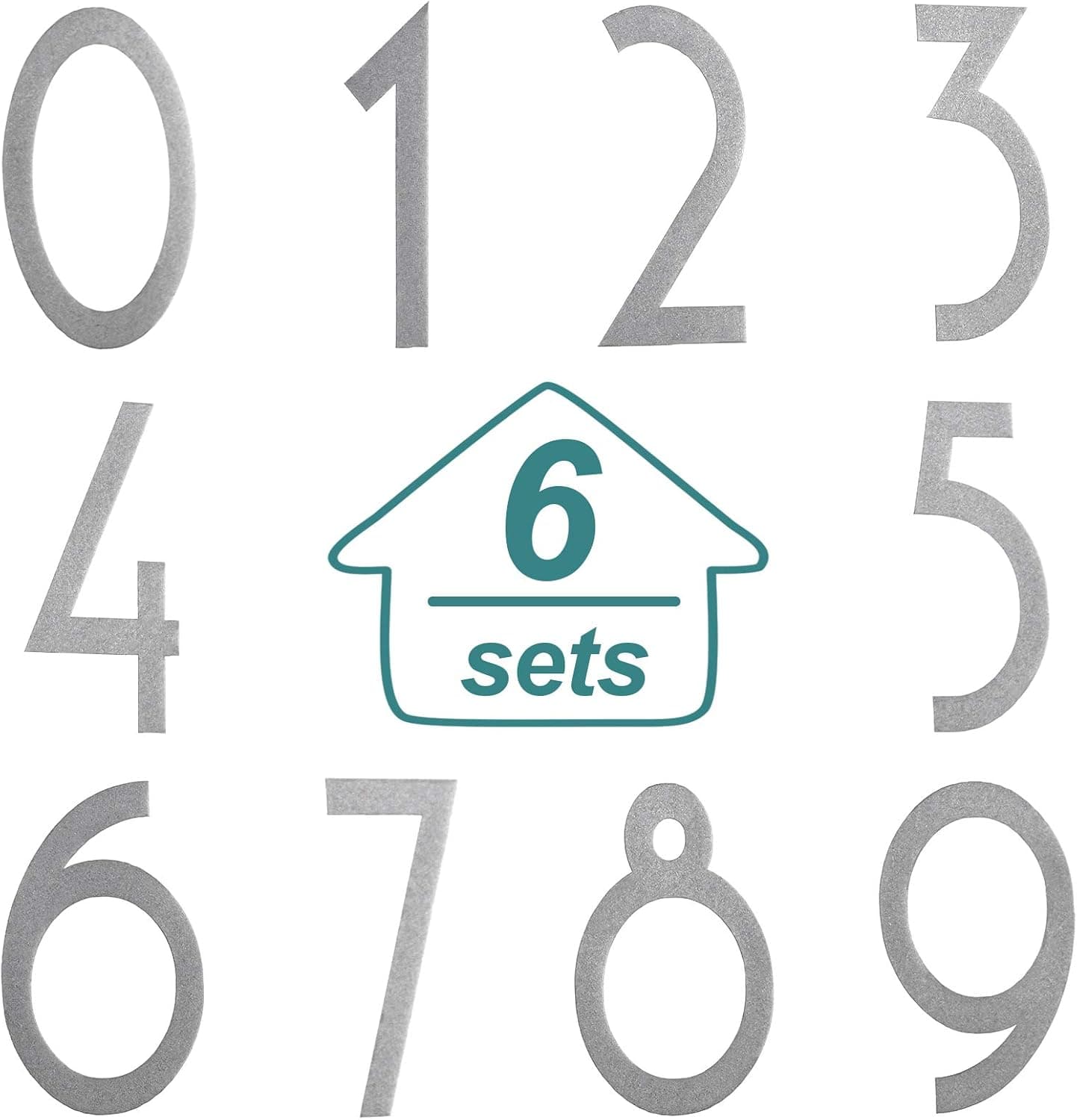 60 Pieces Mailbox Numbers Sticker Reflective Self Adhesive Vinyl Waterproof 0-9 Number DIY Decorations for Mailbox, Sign, Door, Car, Business, Address Number (Silver,3 Inches)