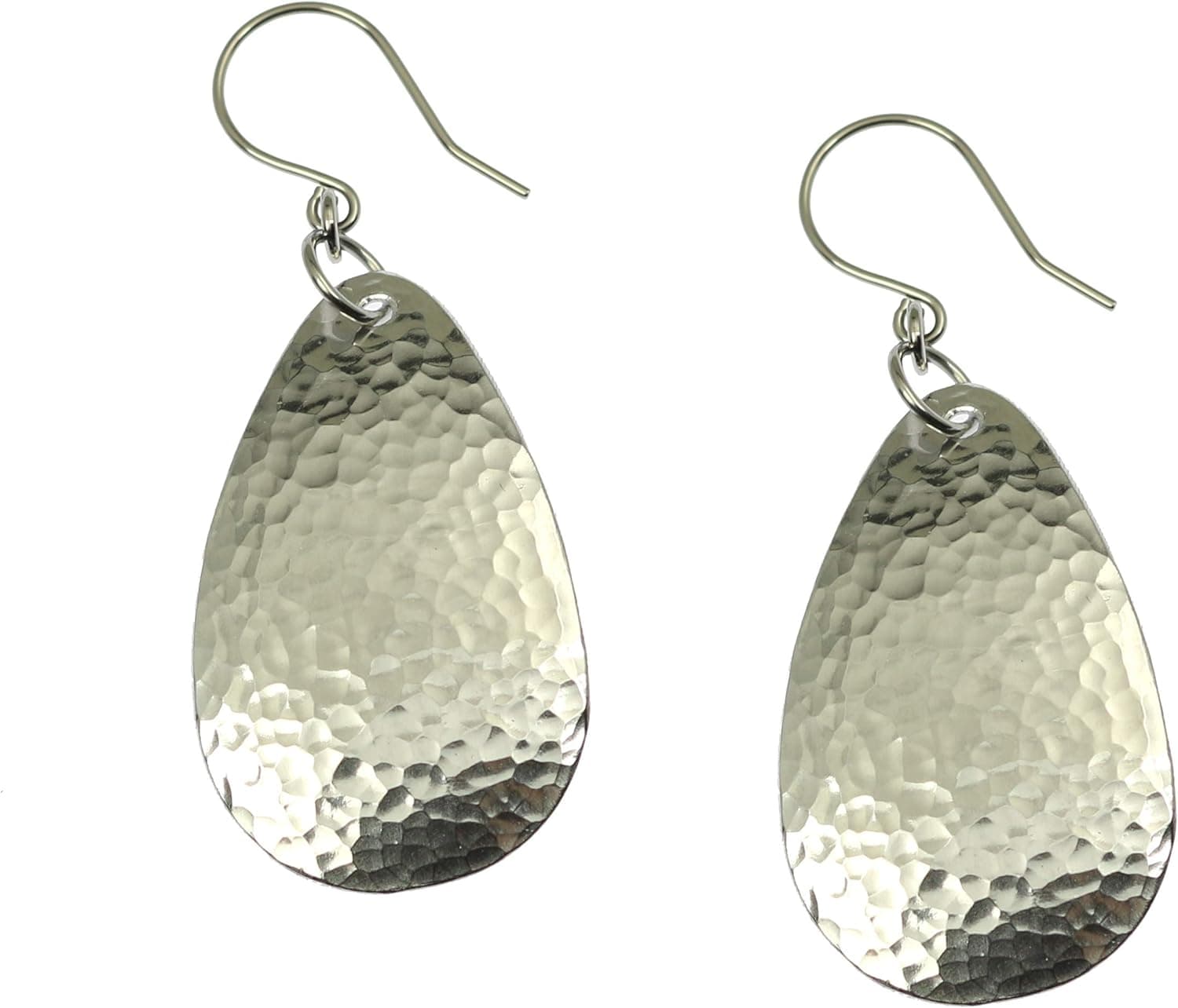 Small Hammered Aluminum Silver-tone Tear Drop Earrings By John S Brana Handmade Jewelry Hypoallergenic