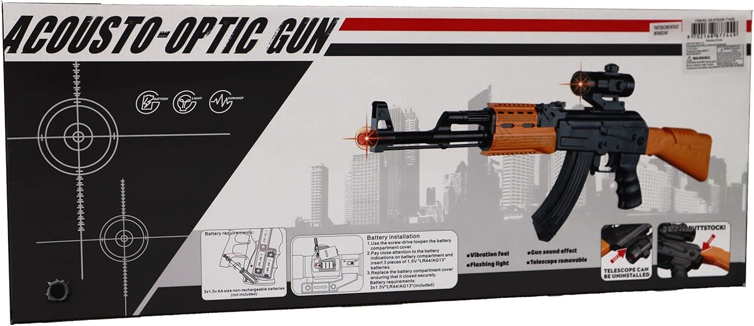 Kids Toy Gun AK-7744B Rifle Arm Force with Light Sound and Vibration - Best Toy Gun Gift for Kids