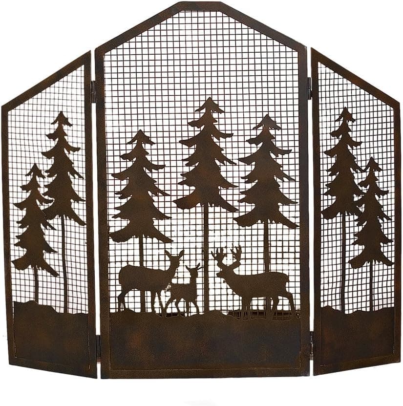 Collections Etc Northwoods Cabin Rustic Fireplace Screen