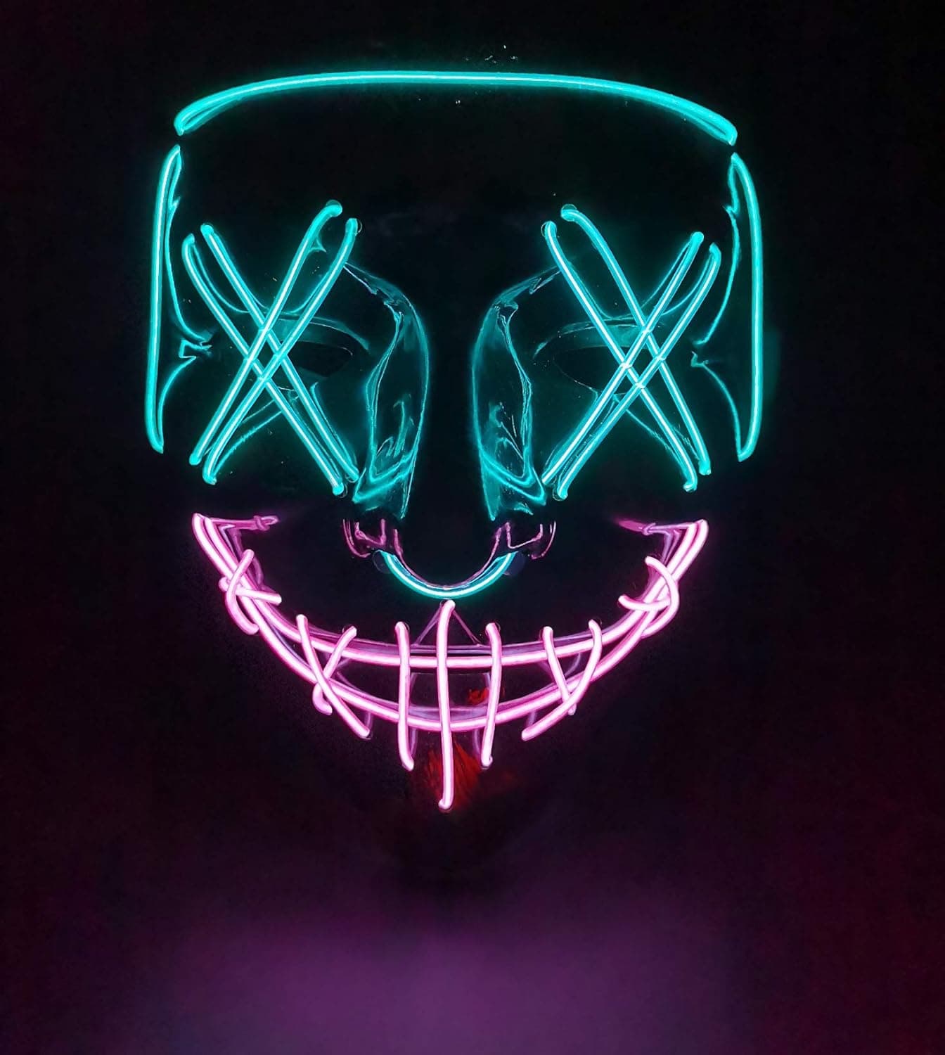 Aeeker Halloween Purge Mask LED Light up Mask Cosplay LED Costume Scary Mask for Men Women Kids Halloween Costume Festival Party Supplies