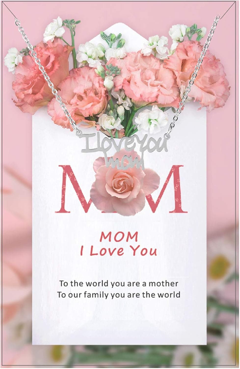 Yumttero Mothers Day Necklaces for Mom,I Love You Mom Necklace Letter Pendant Necklace for Women,Best Mom Jewelry I Love You Mom Gifts, Mothers Day Jewelry Gifts for Mom from Son