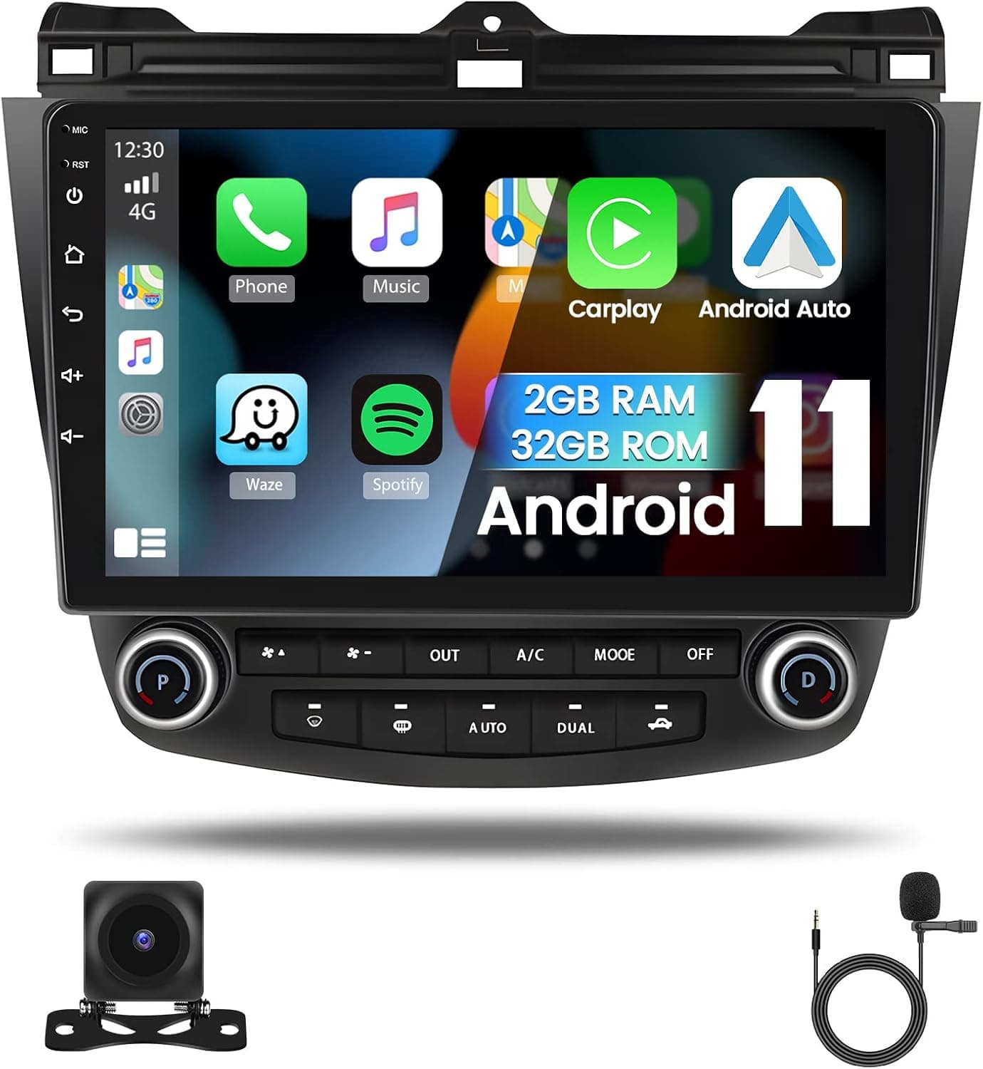 Android Car Stereo for Honda Accord 2003-2007, Wireless Apple CarPlay, Wireless Android Auto, 10.1 inch Touchscreen Car Radio with GPS BT HiFi SWC Backup Camera (2G+32G)