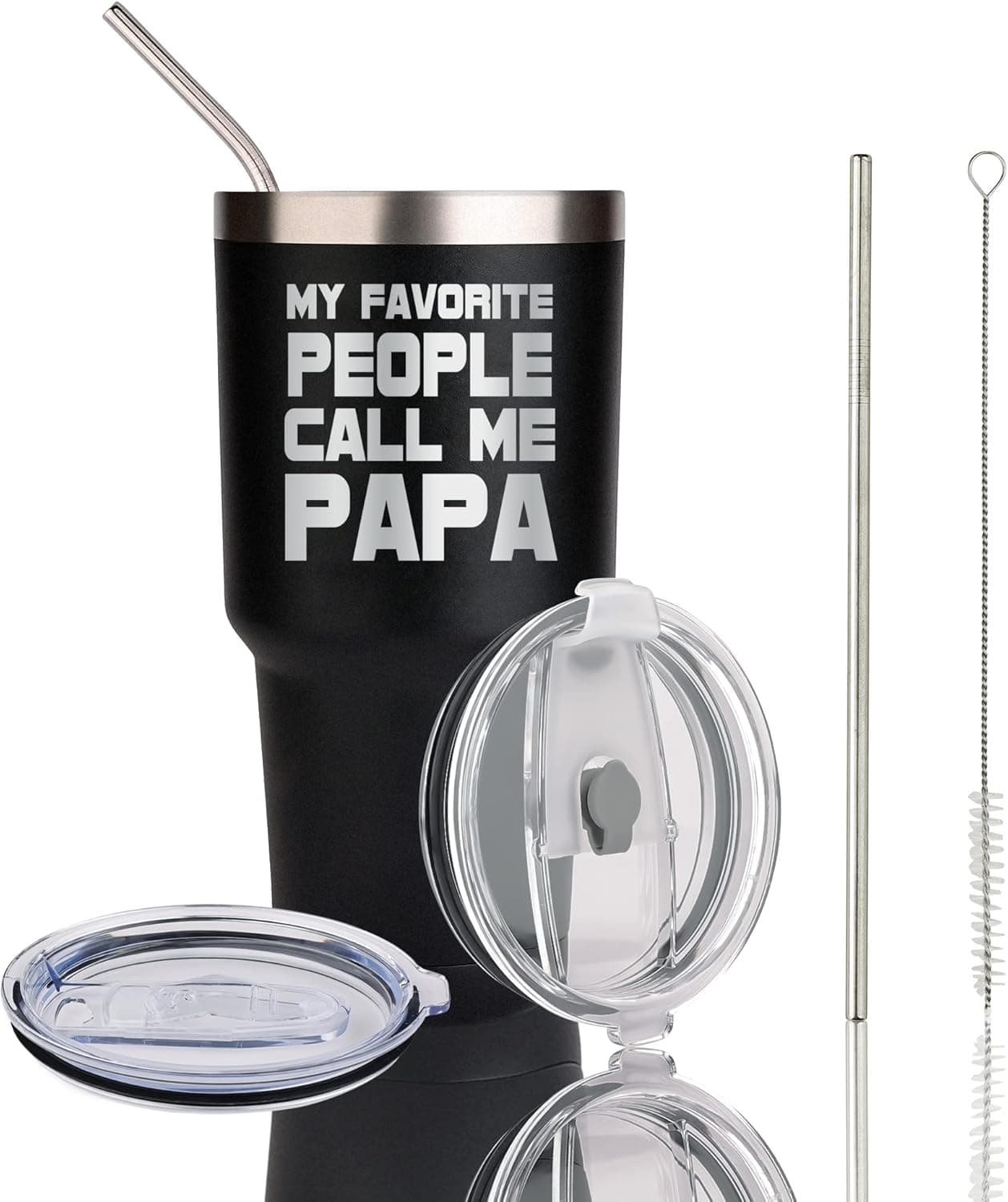 My Favorite People Call Me Papa Tumbler Papa Travel Tumbler Papa Gifts Birthday Father’s Day Christmas Gifts for Papa Dad Father from Daughter Son 30OZ Papa Tumbler with Lid and Straw Gift Box