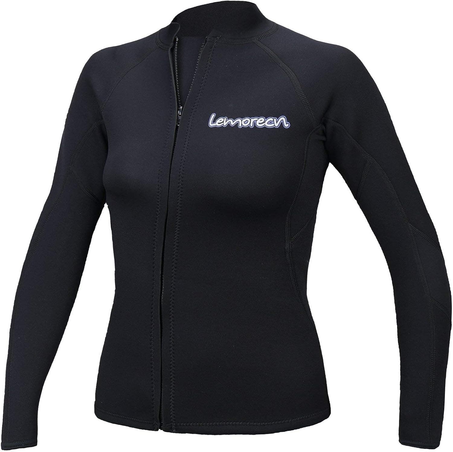 Lemorecn Womens 2mm Neoprene Long Sleeve Jacket Front Zipper Wetsuit Top