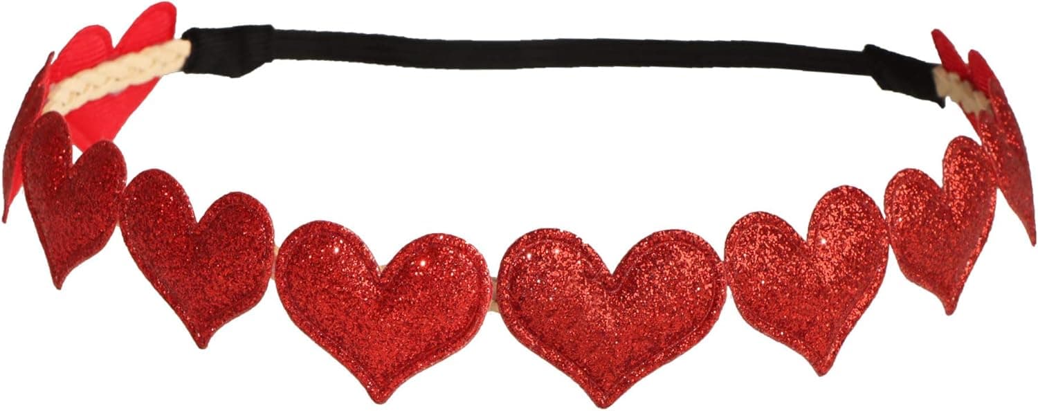 Glitter Hearts Headband Elastic Love Heart Fashion Hair Accessories