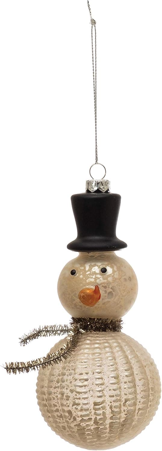 Creative Co-Op 2-3/4" Round x 5-1/2"H Snowman Glass Ornaments, Multi