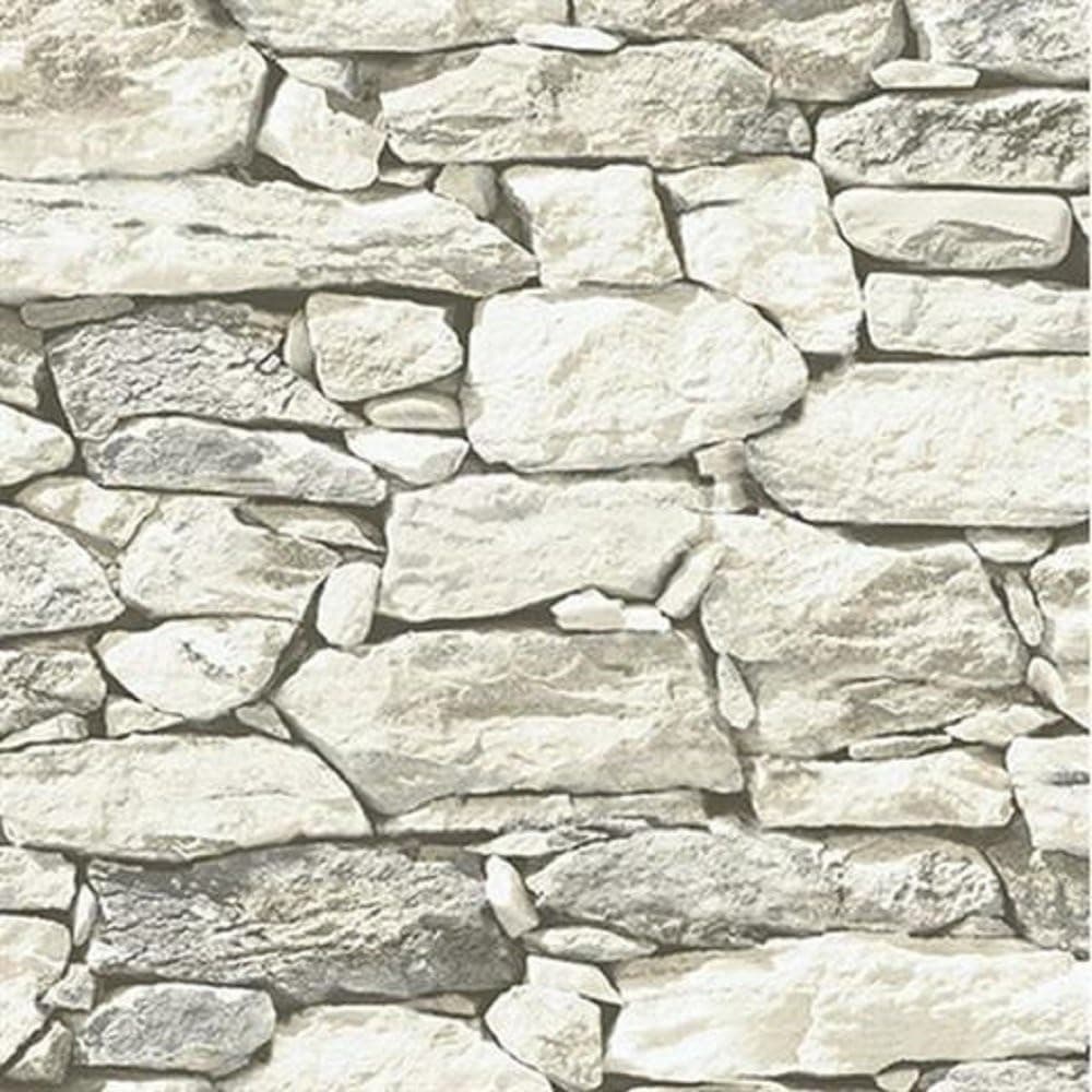 Rock Stone Wallpaper New York Fieldstone Smooth Wall Paper (off white,charcoal)
