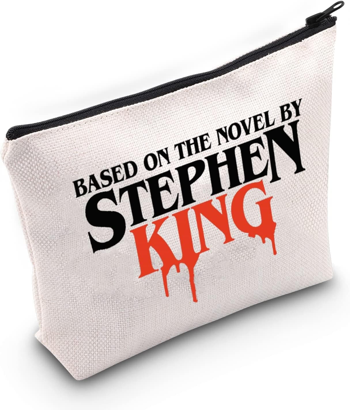 G2TUP Horror Movie Fan Gift Based On The Novel By Stephen K Makeup Bag Scary Movies Lover Cosmetic Bag Book Lover Gift Zipper Travel Pouch (Based On The Novel White Bag)