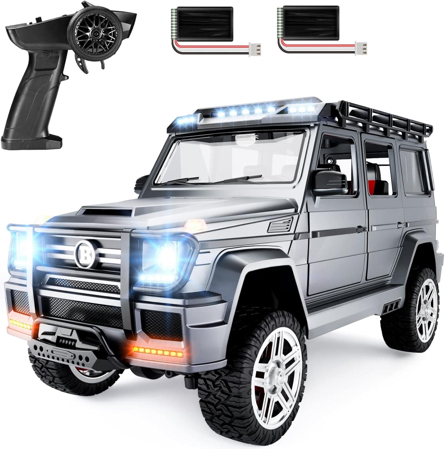 Supdex 1/24 RC Refitted Metal Alloy Collectible Model Car, Rock Crawler with LED Lights, 2.4Ghz Full Scale Remote Control Trucks with Openable Doors for Adults and Kids Christmas Xmas Birthday Gift