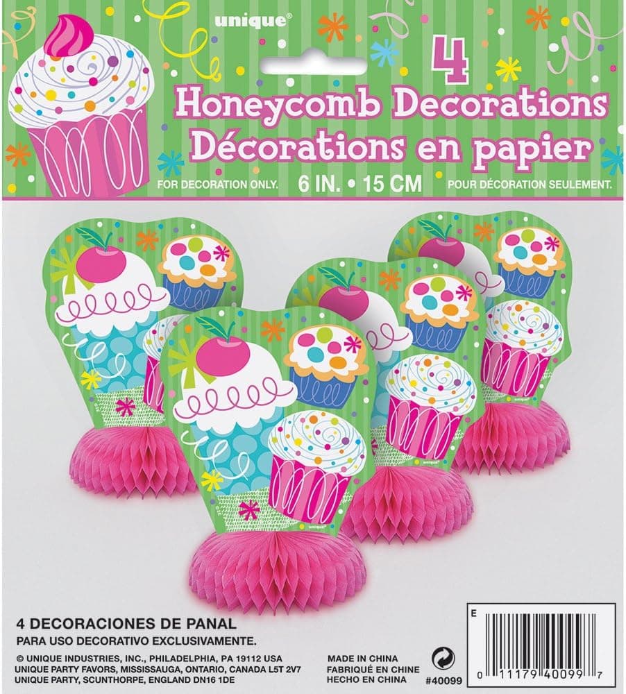 6" Mini Honeycomb Cupcake Party Decorations, 4ct
