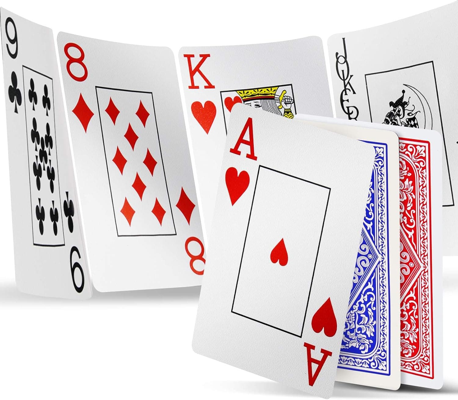INTEGEAR Playing Cards 2 Decks Waterproof Plastic Poker Cards for Texas Holdem Poker Go Fish and More Card Games Standard and Jumbo Index 2.5" x 3.5"