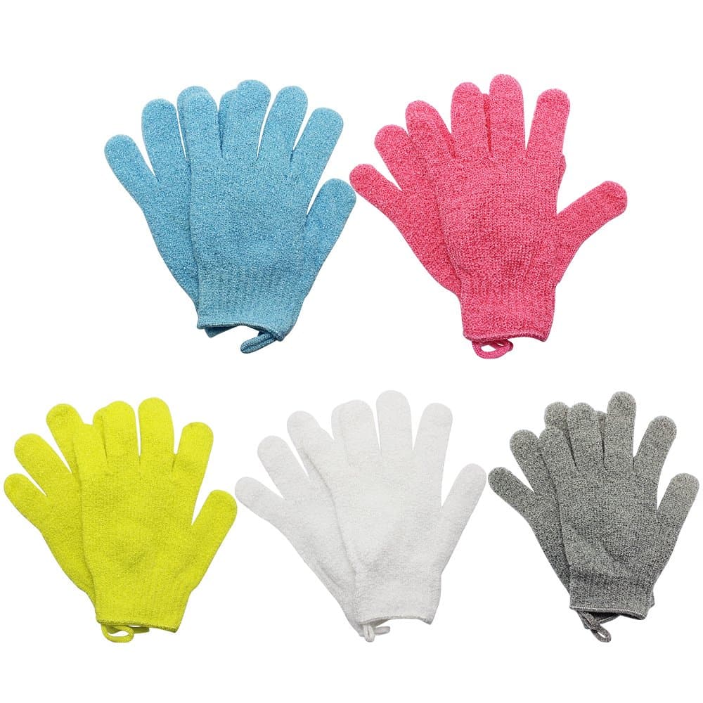 Homgaty 5 Pair Shower Exfoliating Gloves, Full Skin Body Scrub Bath Gloves Massage for Men and Women