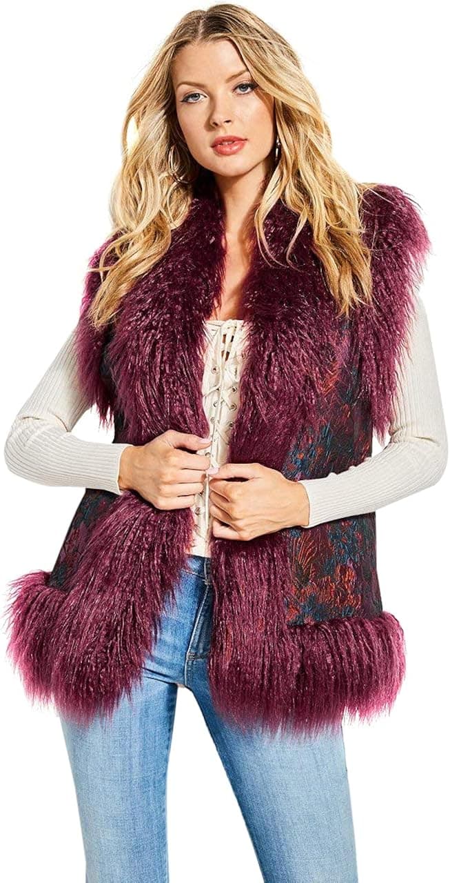 GUESS Women's Sleeveless Jacquee Vest