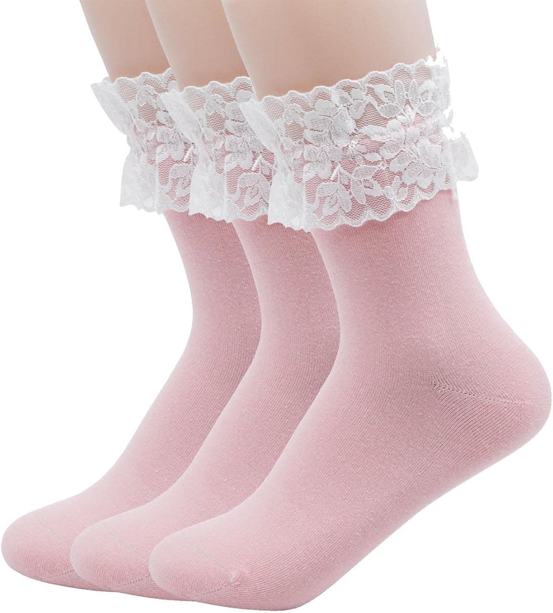 YJLSO Women Lace Ruffle Frilly Cotton Socks Princess Socks Ankle Socks,Many styles and a variety of colors