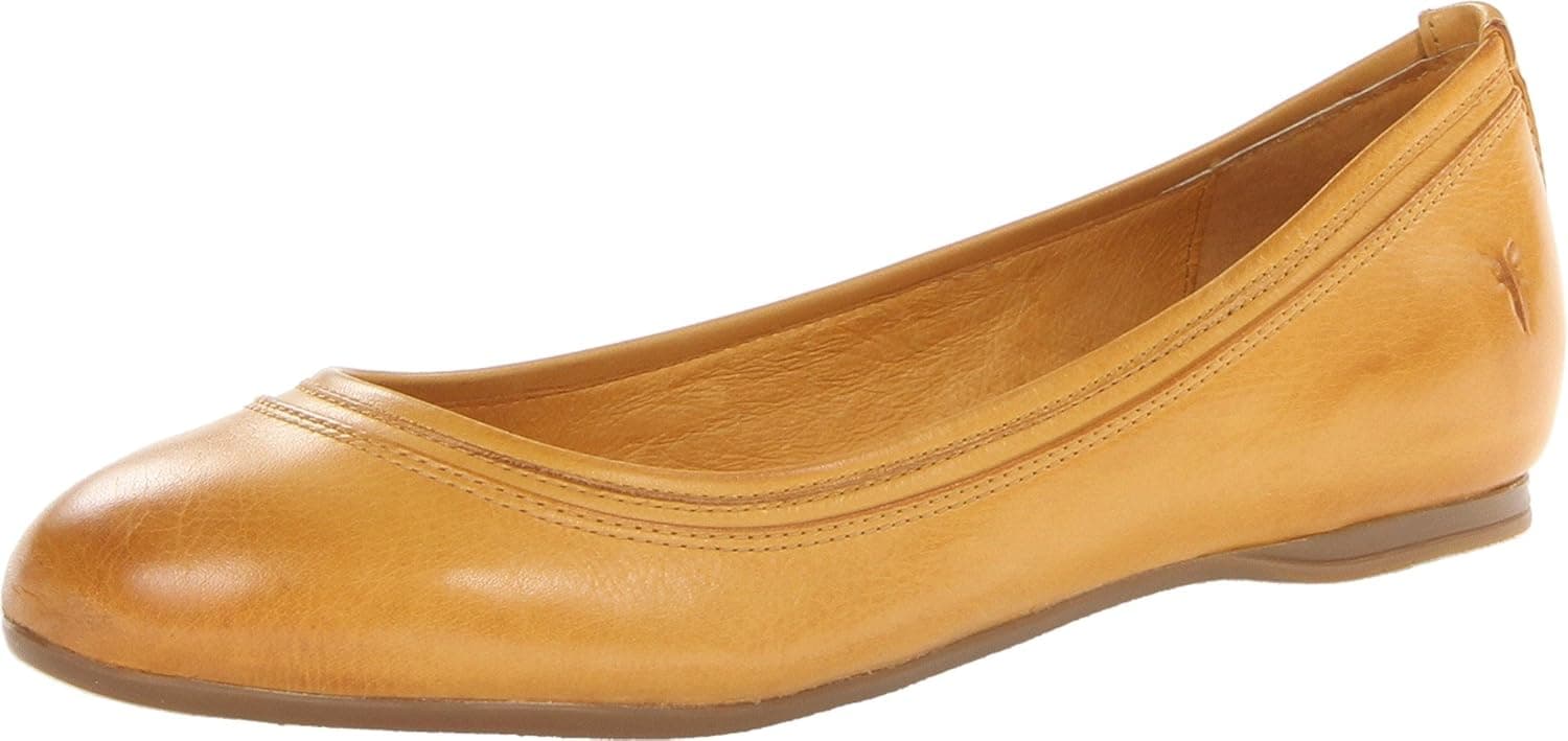 FRYE Women's Agnes Ballet Flat, Mustard, 10 M US