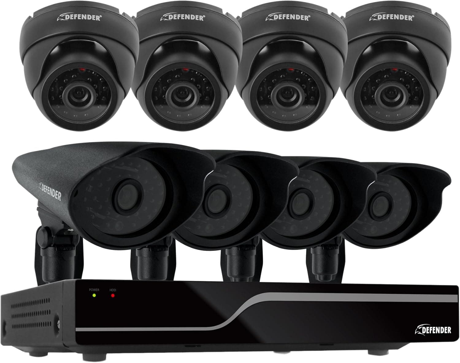 Defender Sentinel Pro 8CH H.264 Security DVR with 1TB Storage Including 4 Pro/4 Dome Ultra Hi-Res Surveillance Cameras,21133