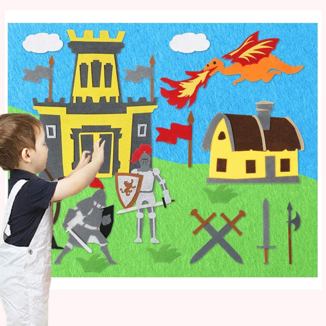 Preschool Felt-Board Story Sets for Toddlers Kids with Felt Precut Figures Learning Craft Activities Kits Birthday Gift (Knight)
