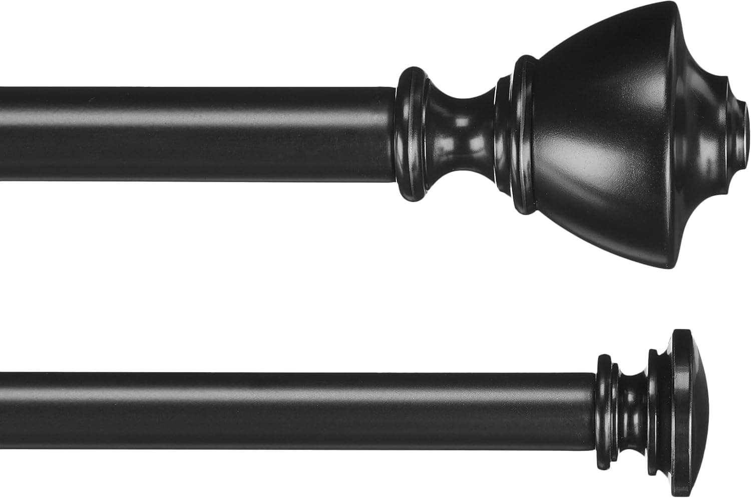 Amazon Basics Double Curtain Rod with Urn Finials - 72" to 144", Black