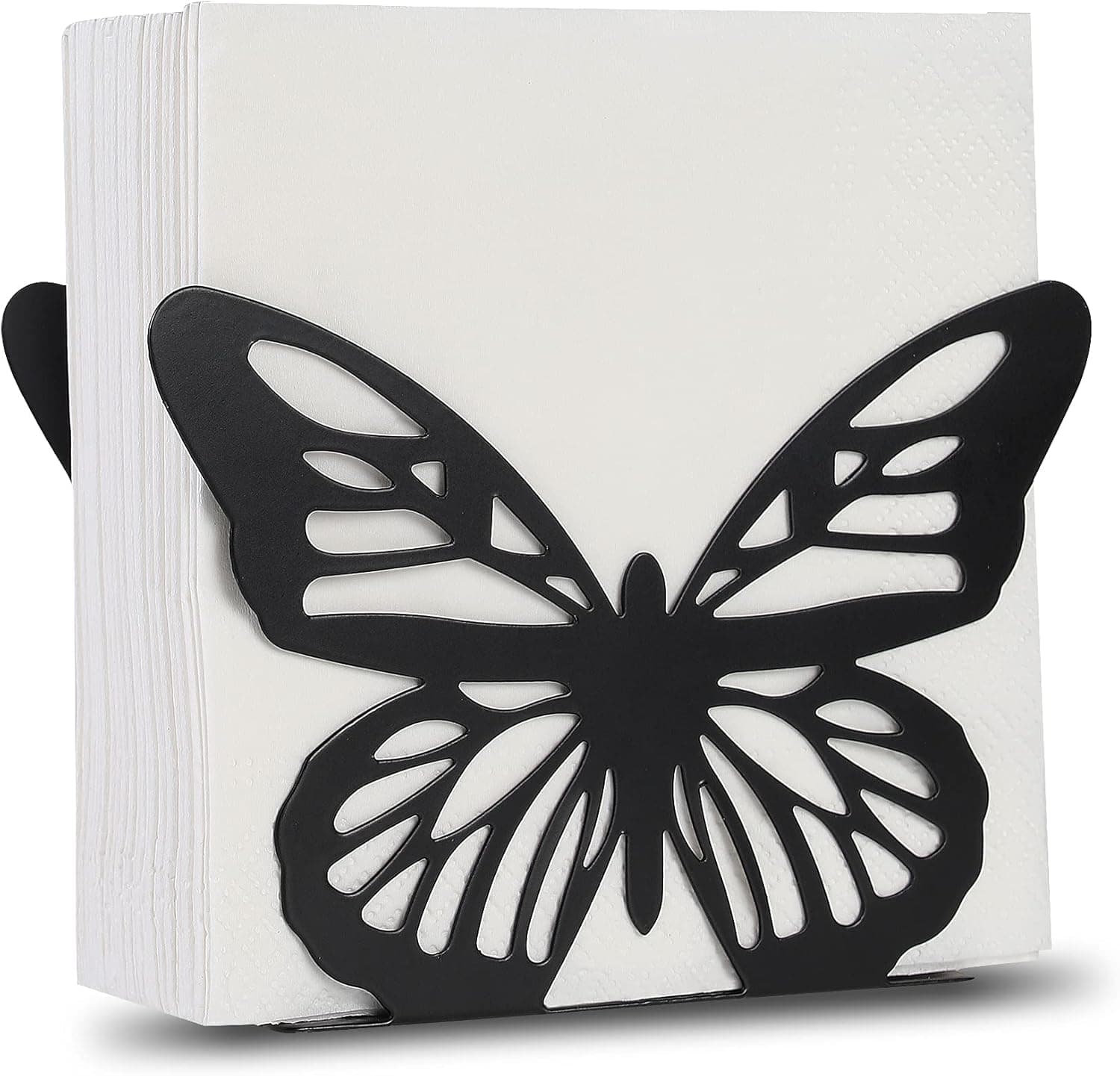 Napkin Holder, Farmhouse Napkin Holders for Tables Kitchen Bar Cafe Restaurant Black Meltal Napkin Holder Fit for Cocktail Beverage Napkins Size with the Height Less than 5" (butterfly napkin holder)