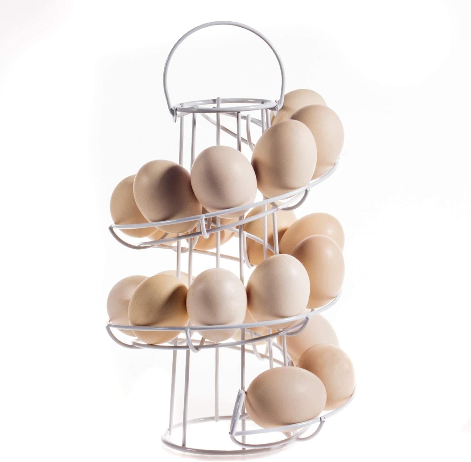 KYY Egg Skelter Spiral Metal Display Egg Dispenser Modern Egg Holder(White)