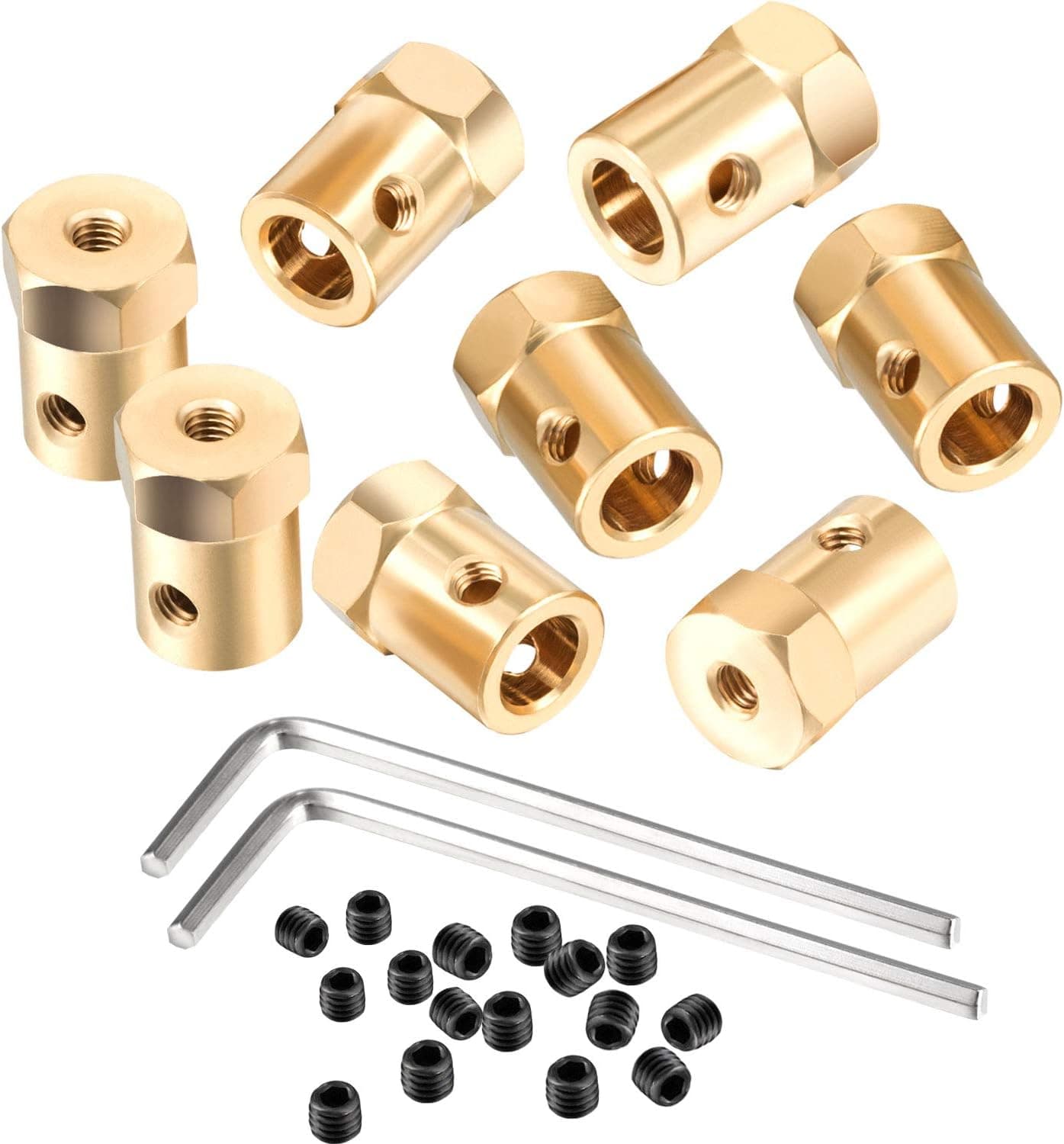 SATINIOR 8 Pack 7 mm Car Wheel Tire Shaft Flexible Coupling Connector with Shaft 0.275 Inch/ 7 mm in Diameter with Machine Screws and 2 Wrenches