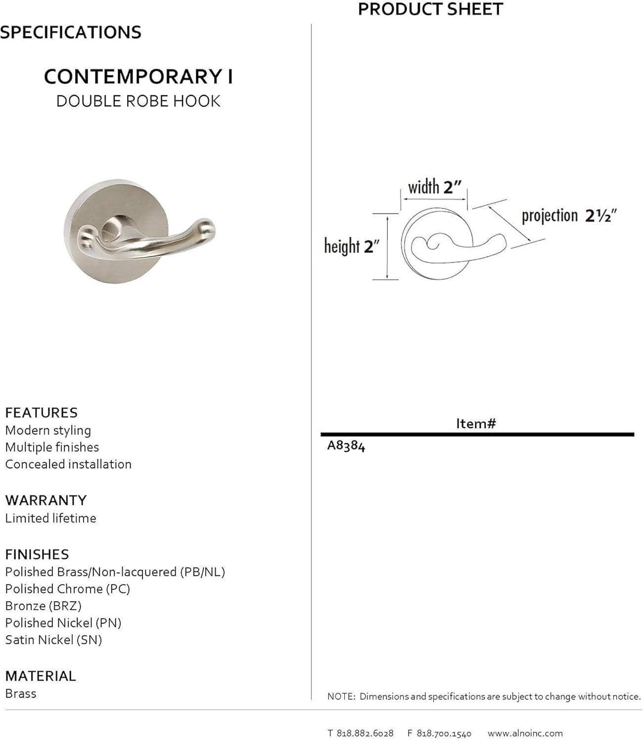 Alno A8384-PC Contemporary I Modern Robe Hooks, Polished Chrome
