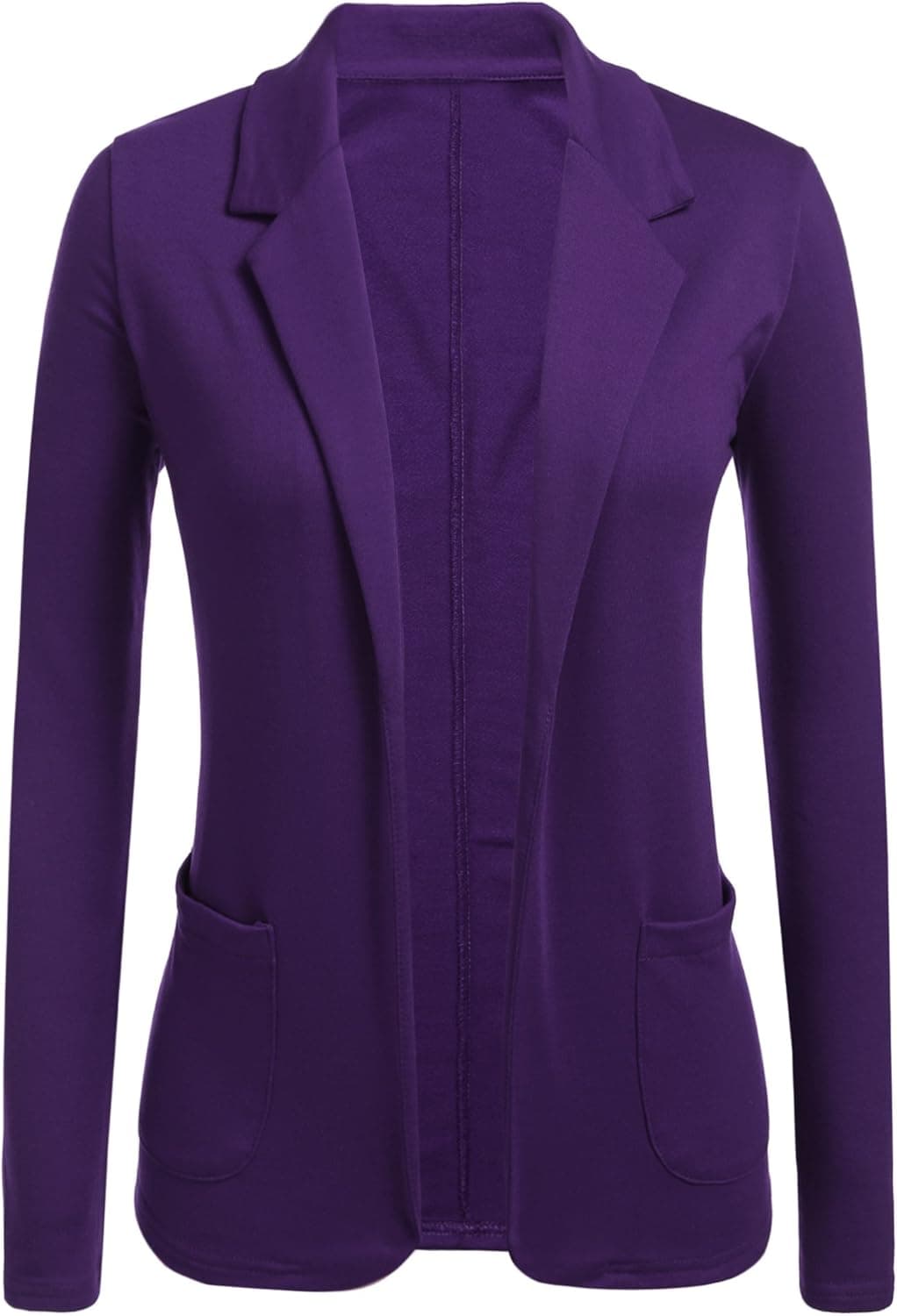 Concep Womens Open Front Blazer Long Sleeve Slim Fit Work Office Cardigan Jacket (Purple, L)