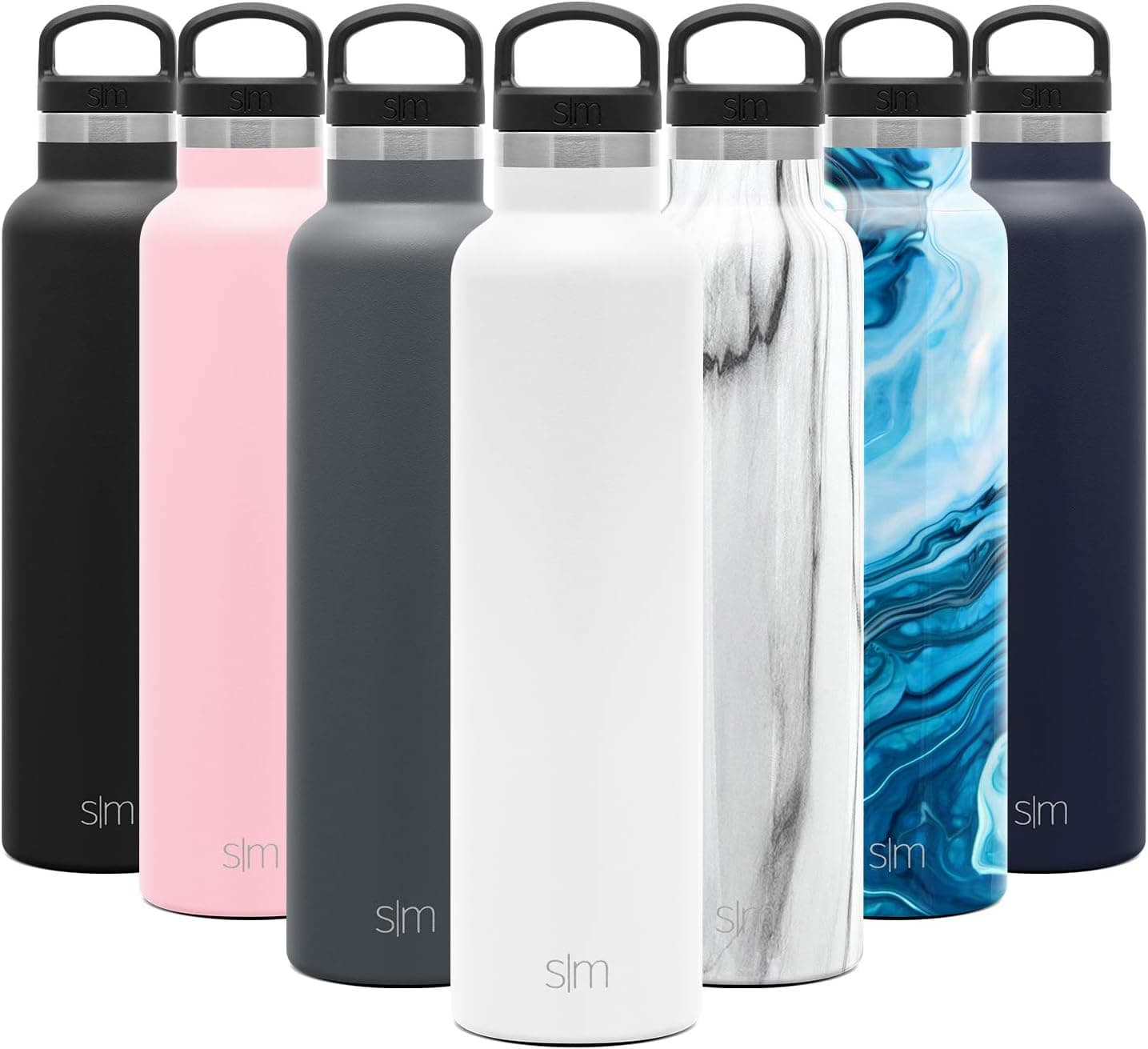 Simple Modern Insulated Water Bottle with Handle Lid Reusable Ascent Narrow Mouth Stainless Steel Thermos Flask, 24oz Handle Lid, -Winter White