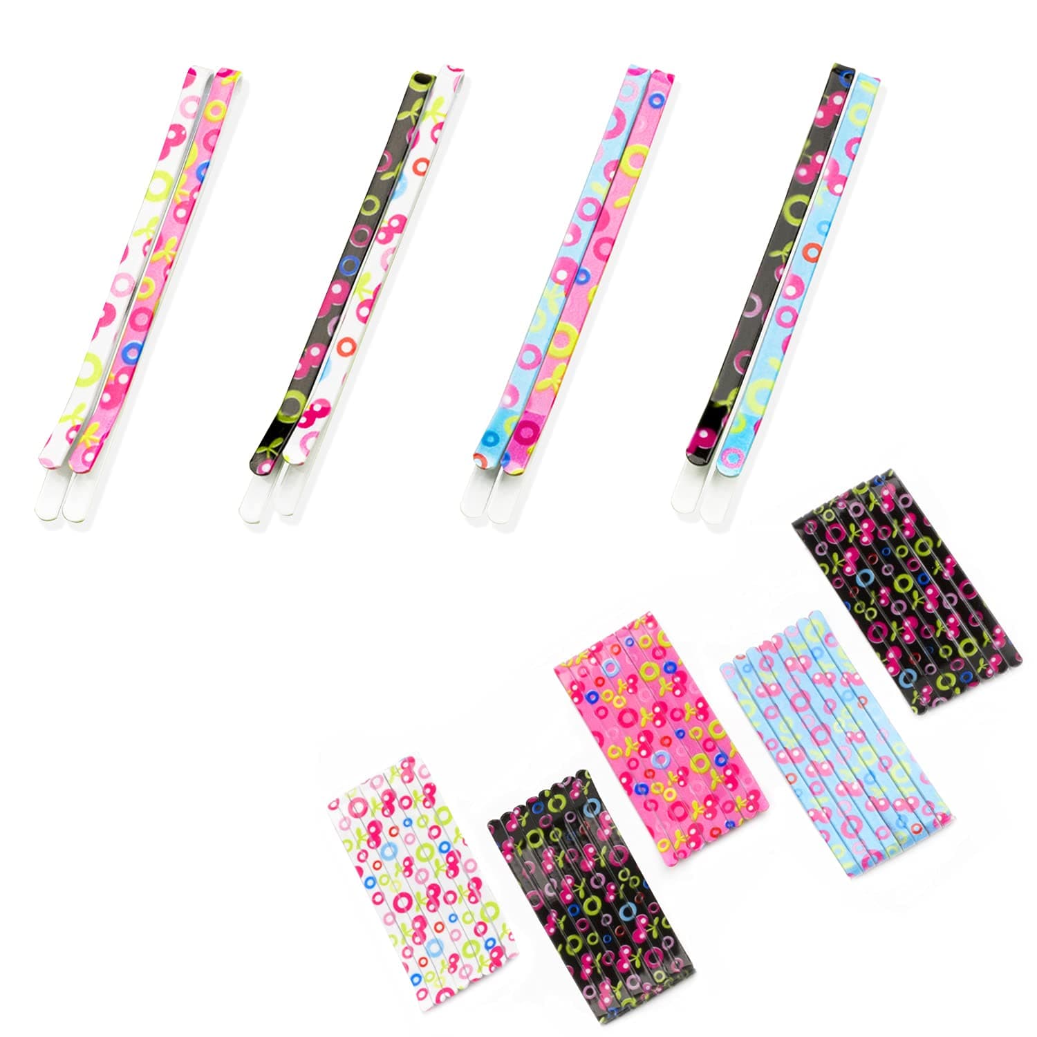ALYCLIP 40 Counts Bobby Hair Pins Circle Printed Pattern 2.4 Inches Non-Slip Metal Hair Clips for Girls Women
