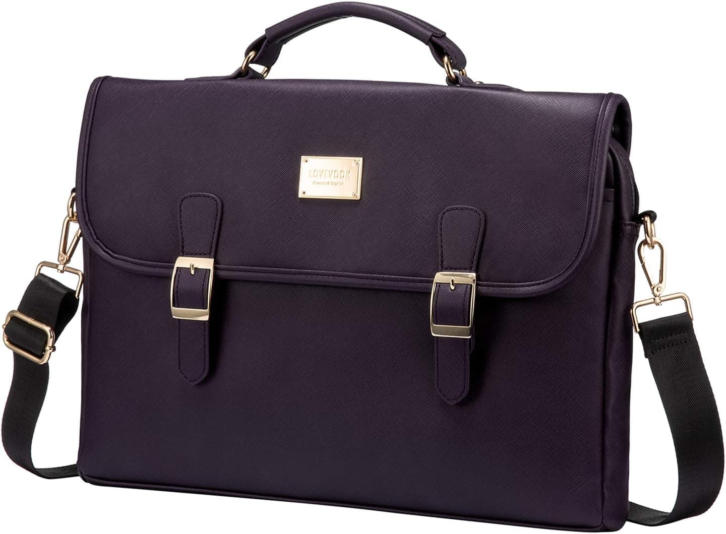 Laptop Bag for Women Leather Laptop Case Cute Computer Bag Sleeve for School Work, 15.6-Inch, Purple