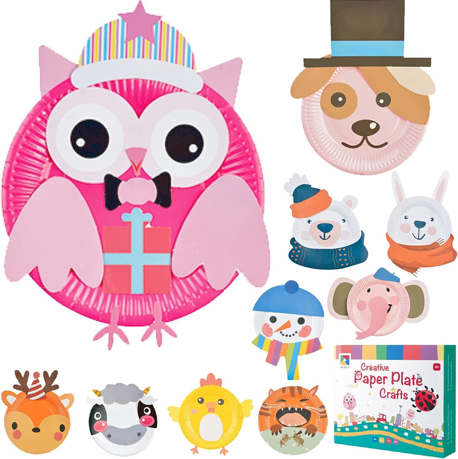 Craftoy Zoo Pals Paper Plate Art Kit for Kids Art Paper for Toddlers Children DIY Crafts Art Supply Project Creative Boys Girls Preschool Arts Animal Crafts